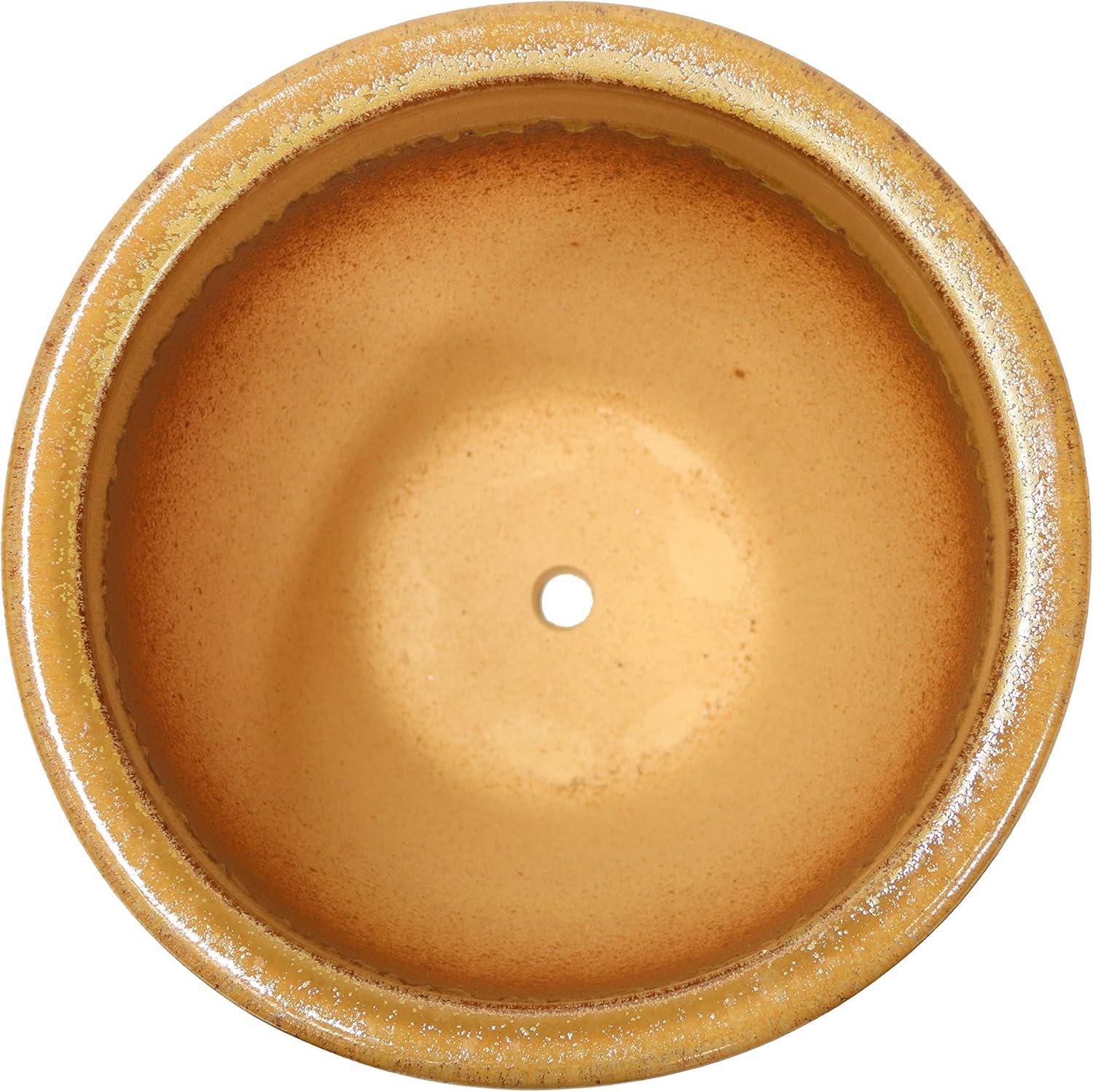 Sunnydaze Studio Outdoor/Indoor High-Fired Glazed UV- and Frost-Resistant Ceramic Planters with Drainage Holes - 11" Diameter - Seafoam - 2-Pack