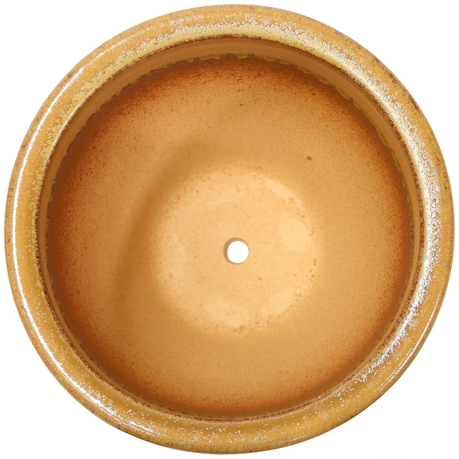 Sunnydaze Studio Outdoor/Indoor High-Fired Glazed UV- and Frost-Resistant Ceramic Planters with Drainage Holes - 11" Diameter - Seafoam - 2-Pack