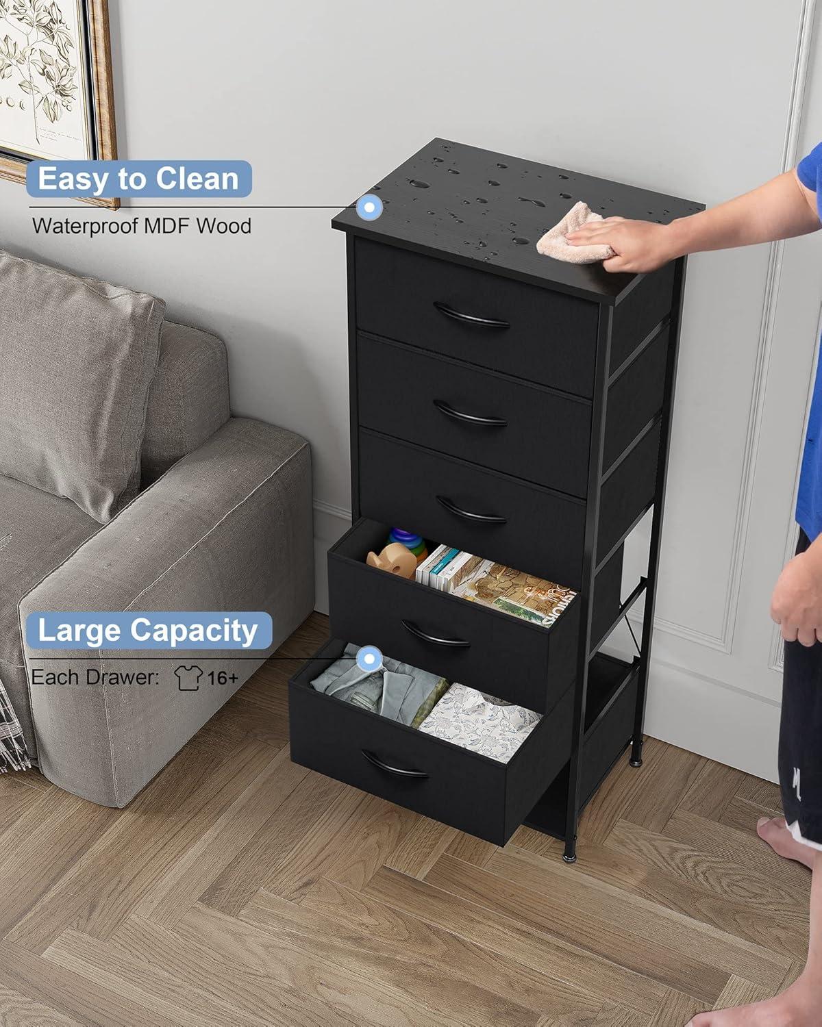 Crestlive Products 6 Drawers Vertical Dresser for Bedroom Storage Tower with Wood Top White