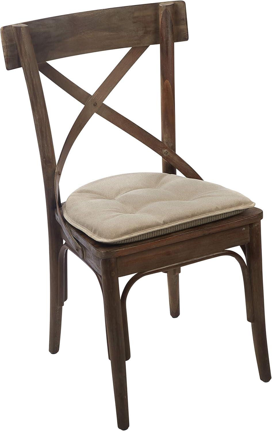 Non-Slip Tufted Chair Cushions for Dining Room, Kitchen and Office Use, U-Shaped Skid-Proof Seat Pad, 15x16 Inches, 2 Pack, Stone