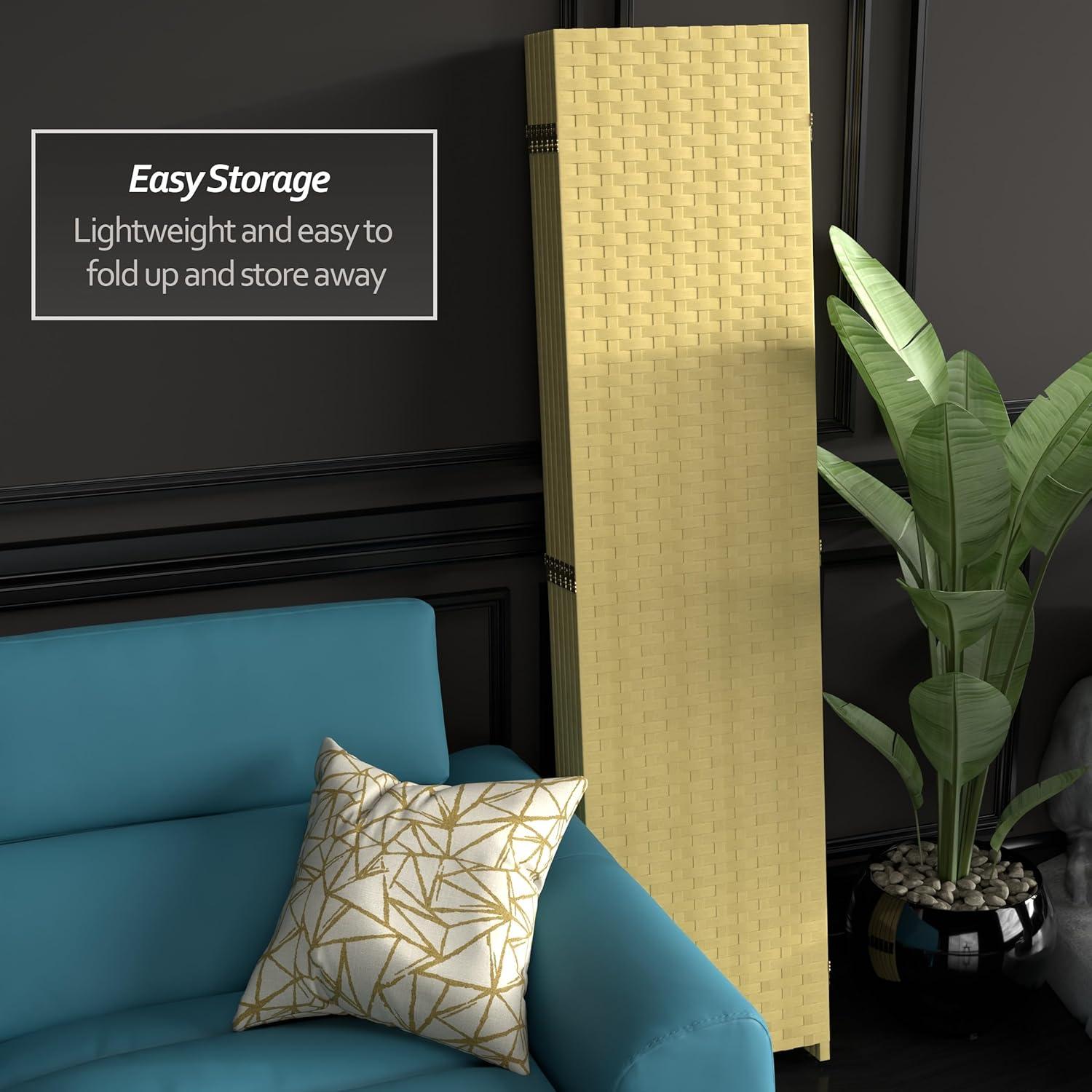 Handmade Woven Fiber 6-panel 6-foot Frameless Room Divider (China) Dark Beige