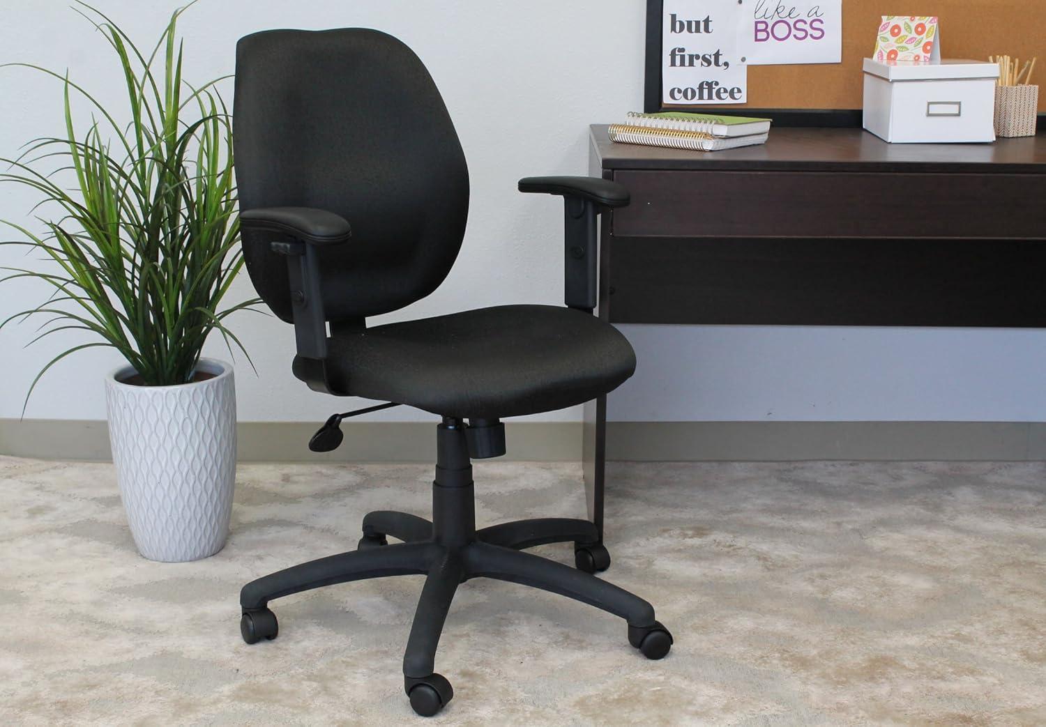 Black Ergonomic Fabric Task Chair with Adjustable Arms