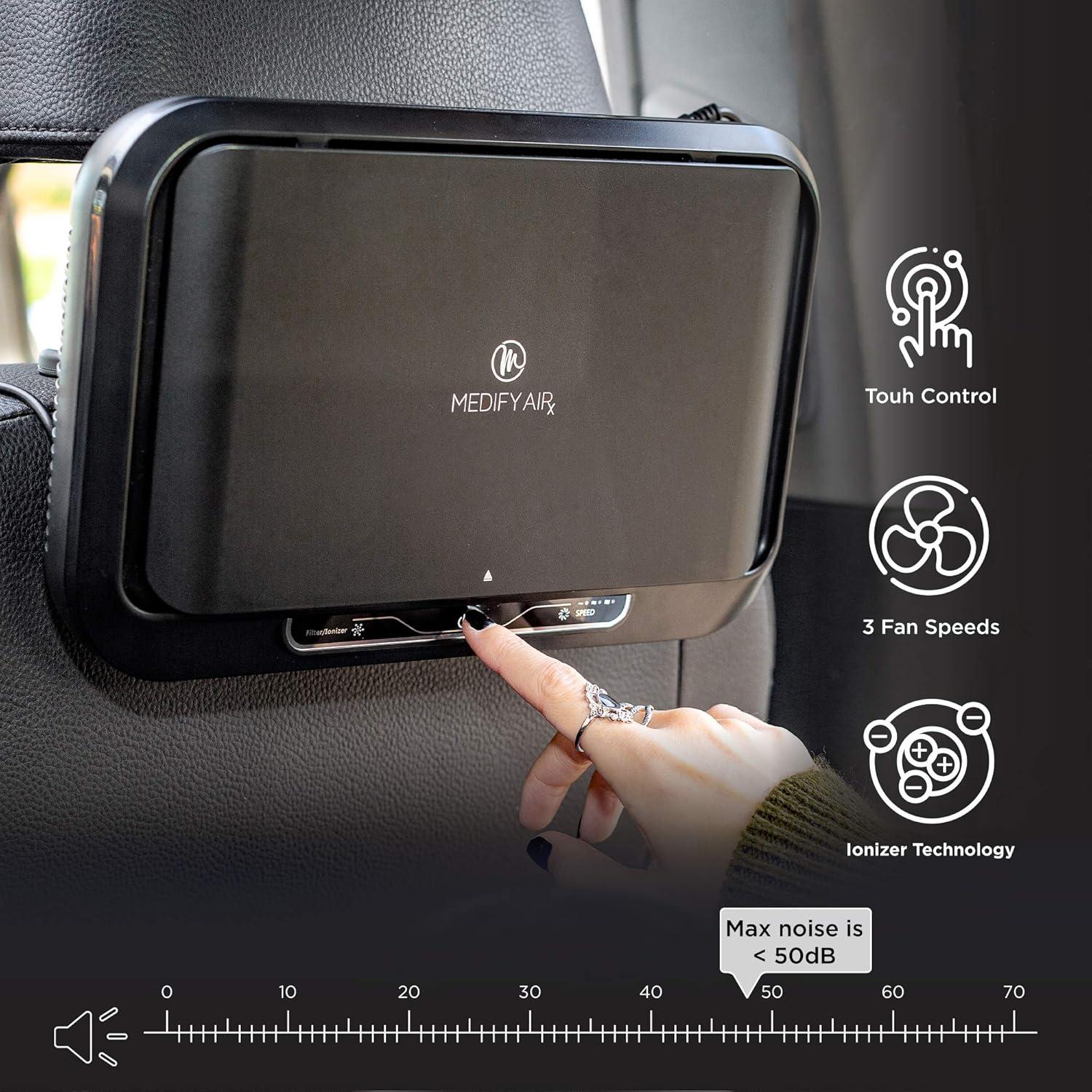 Medify Air MA-CAR Air Purifier with H13 HEPA filter - a higher grade of HEPA Car Purifier | Removal to 0.1 Microns in a Modern Design | Black