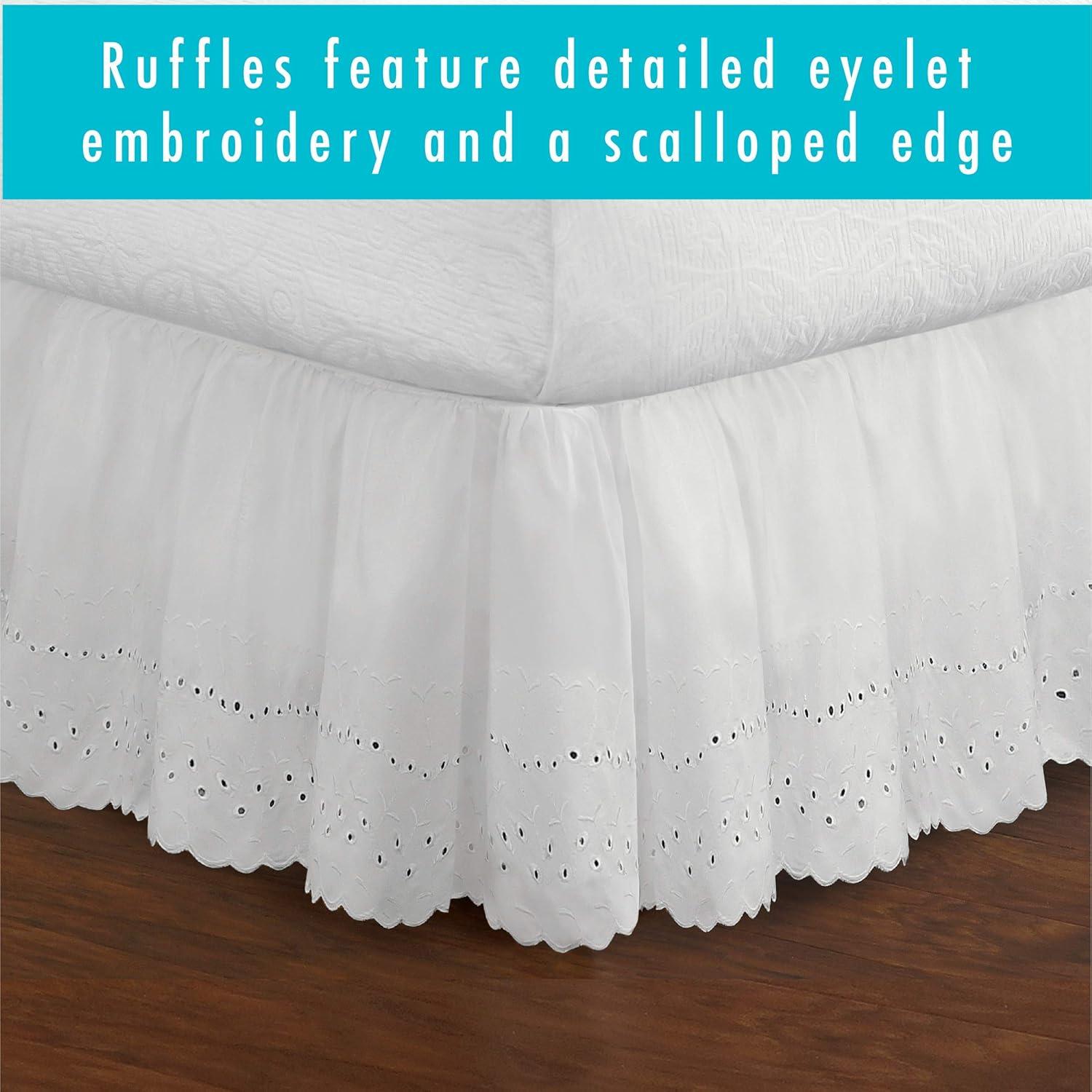 Fresh Ideas Fresh Ideas Ruffled Eyelet Bed Skirt, 14" Drop Length