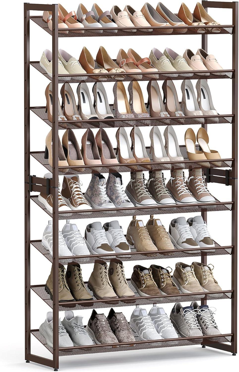 Bronze 8-Tier Stackable Metal Shoe Rack