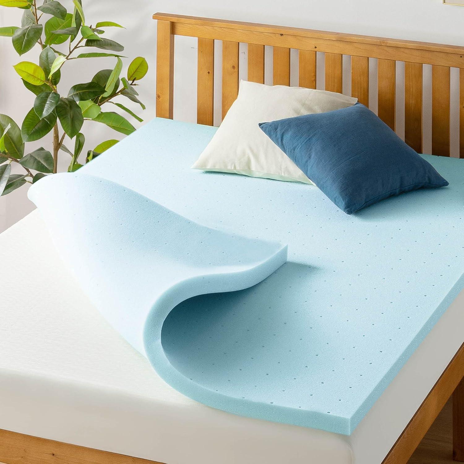 Twin Blue Gel-Infused Memory Foam Mattress Topper