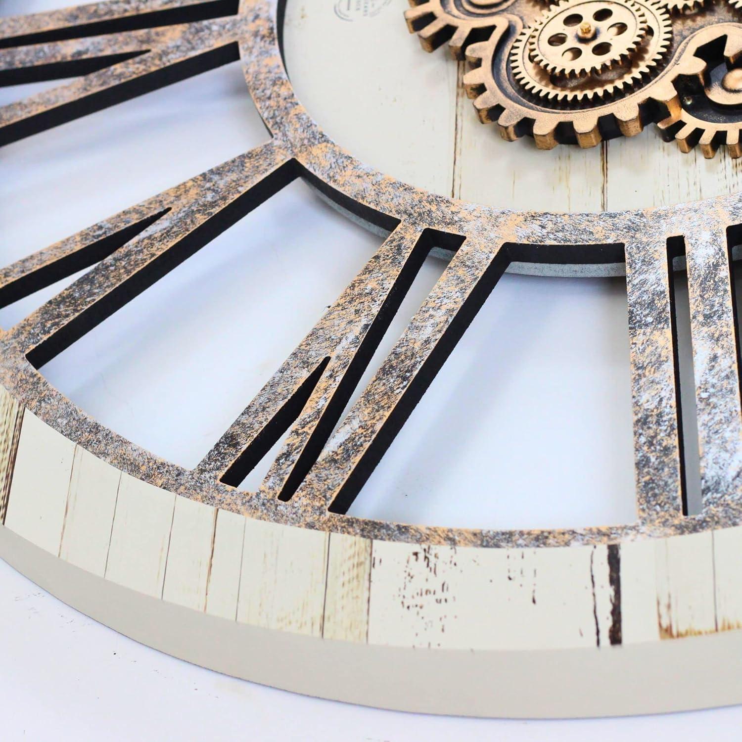 The Gears Clock Wall Clock 36" Round Oversized for Living Room decor with Real Moving Gears America Collection