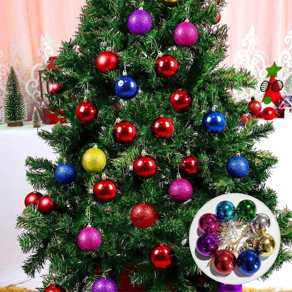 1.2 Inches Colored Christmas Balls Decoration Living Room Garden Ornaments Mini Glitter Ball Door Wall Xmas Tree Decor Supplies 24 Pack Set of 8