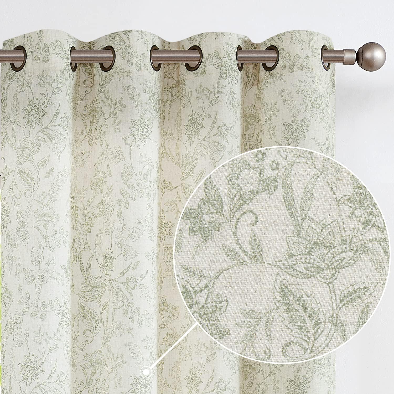 Floral Linen Blend French Country Curtains