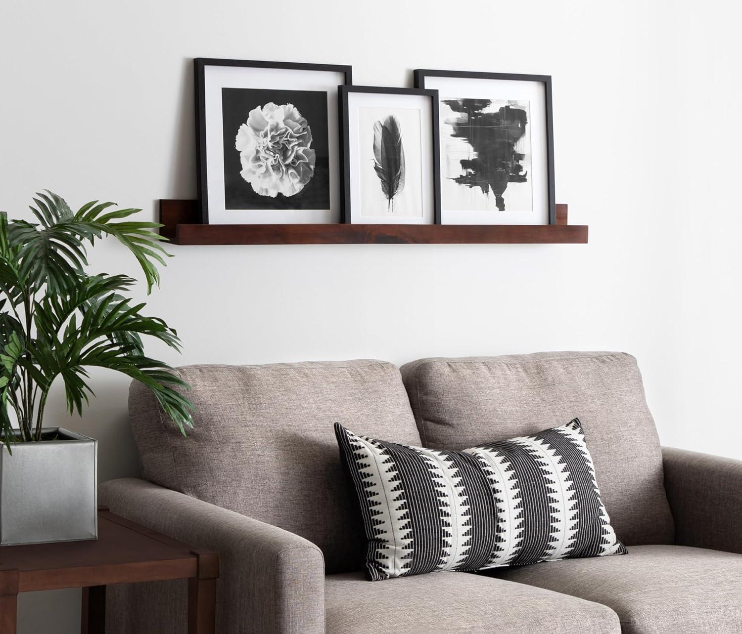 Kate and Laurel Wood Floating Shelf, 42" x 3.5", Walnut Brown