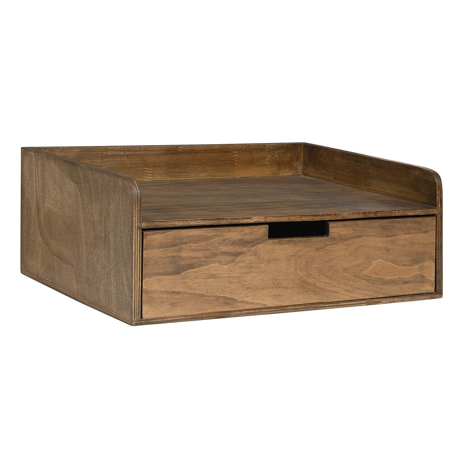 18" x 12" x 6.5" Kitt Floating Shelf Side Table with Drawer - Kate & Laurel All Things Decor: Wall Mounted Storage