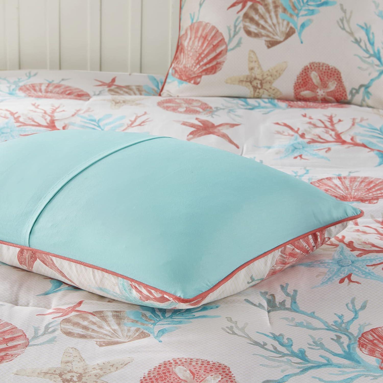 California King Coral Cotton Coastal Comforter Set