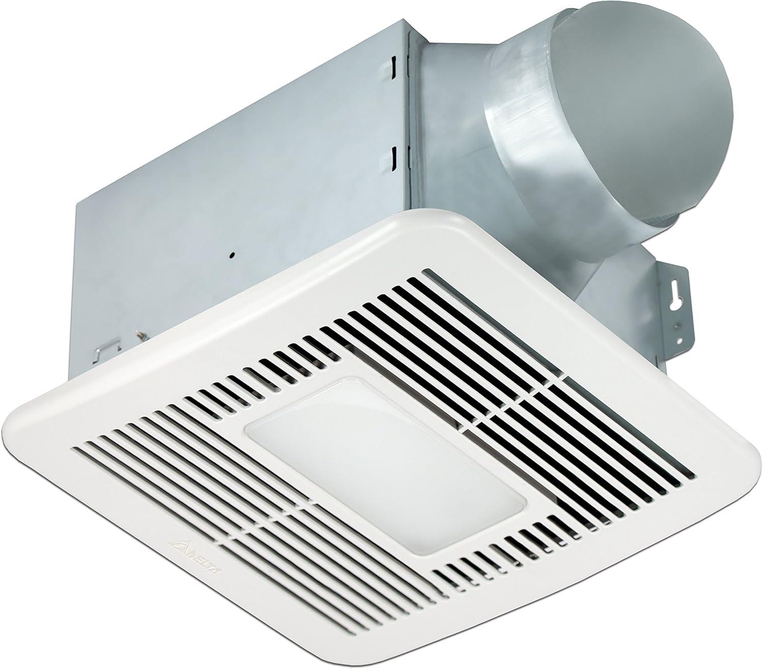 Delta Electronics SMT150LED 150 CFM Ceiling Bathroom Exhaust Fan with LED Light & Night Light, Off White