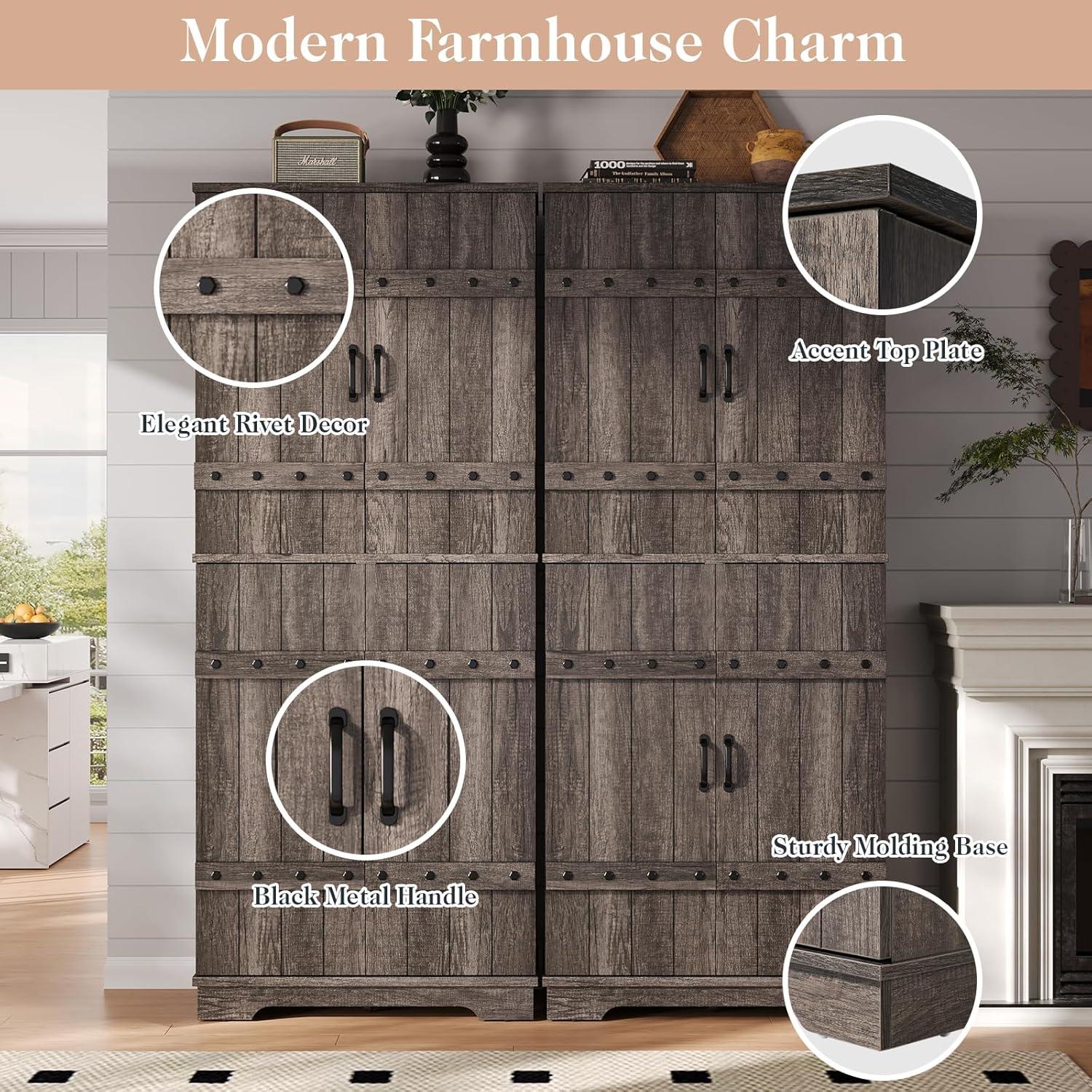 Gracie Oaks 72" Tall Farmhouse Kitchen Pantry