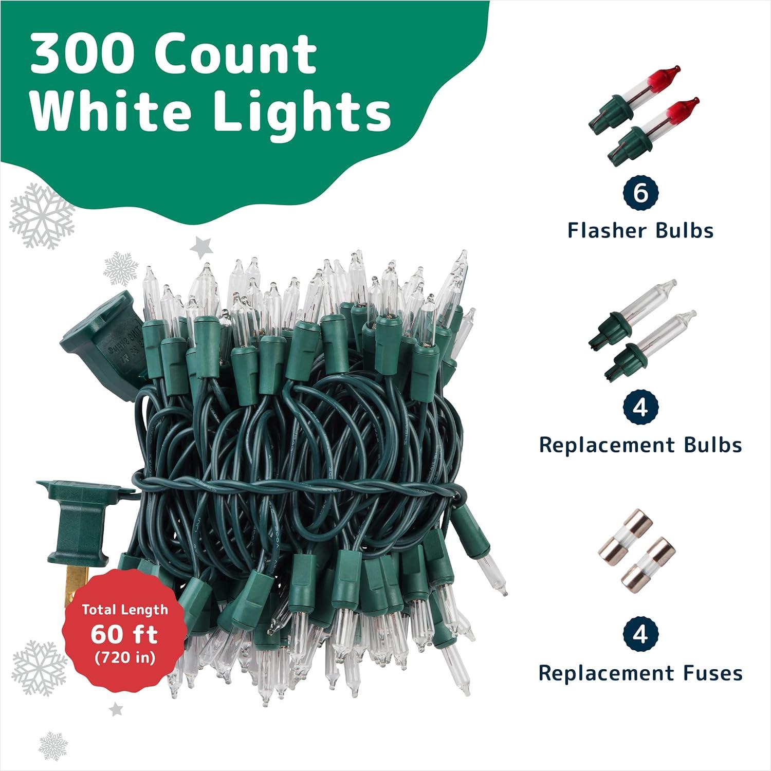 Warm White LED Twinkle Christmas Tree Lights with Green Wire