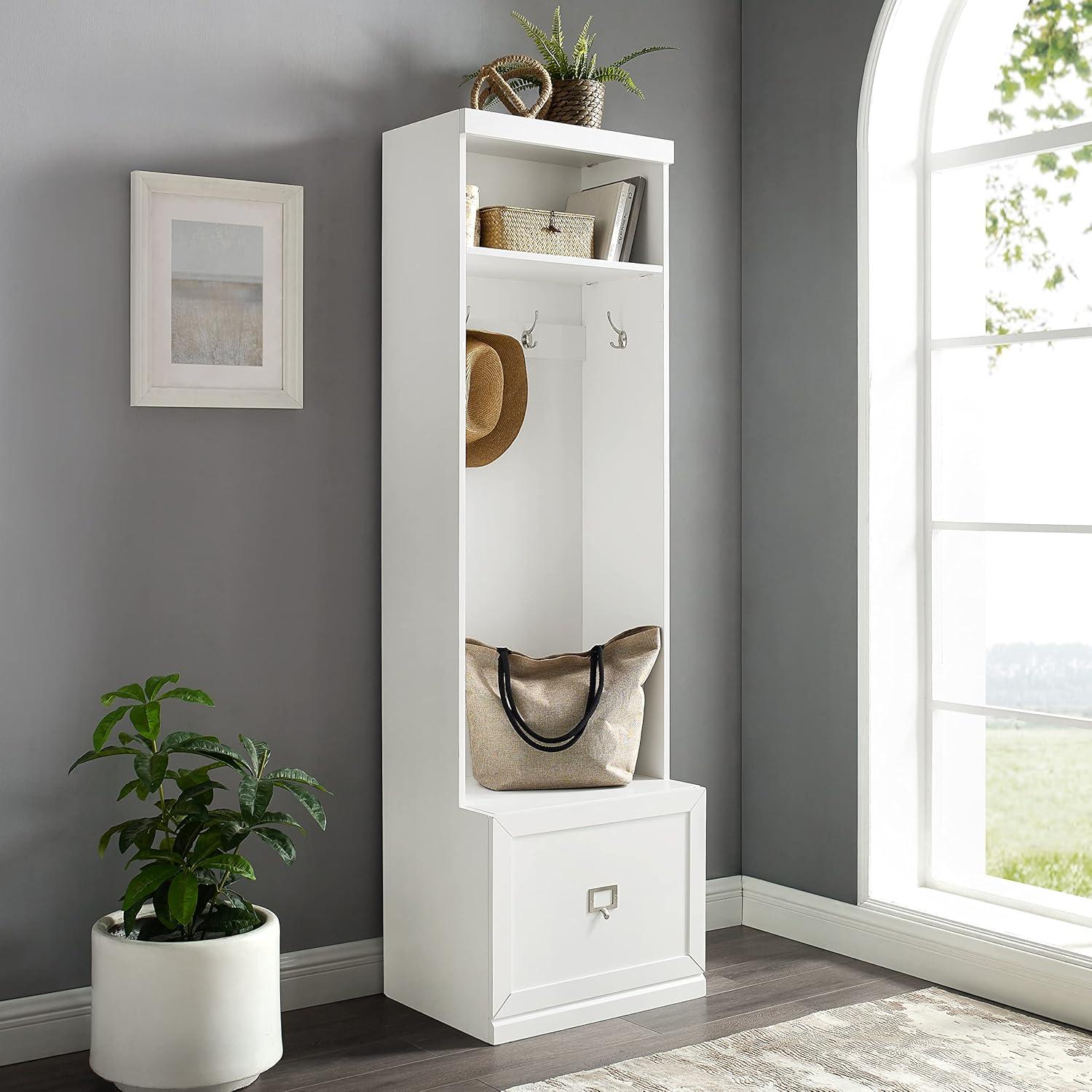 Harper Hall Tree White - Crosley: Mudroom Storage, Entryway Locker with Hooks & Shelf