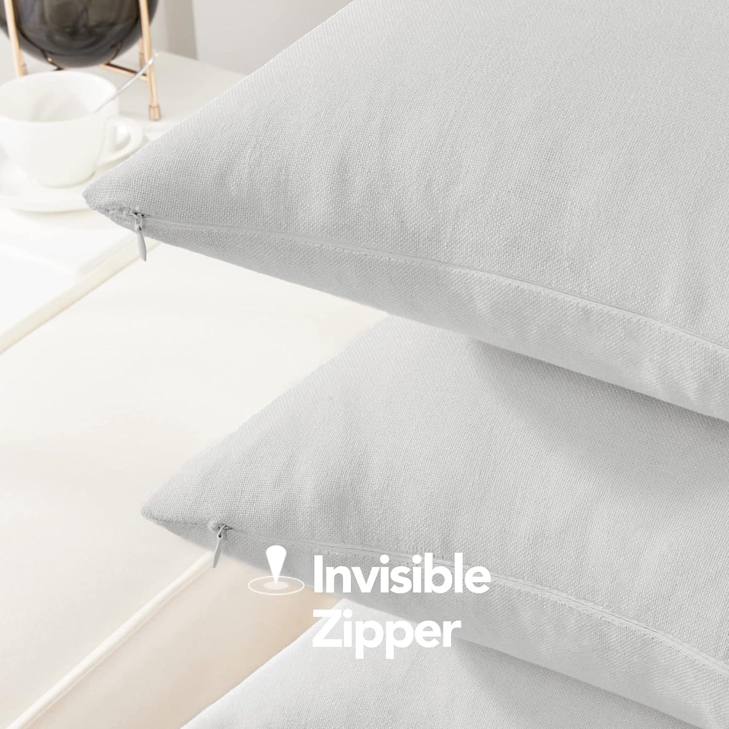 Deconovo Decorative Throw Pillow Covers - Set of 4 Soft Linen Cushion Covers, 20x20 Inch, Green & Machine Washable Pillowcases for Sofa, Bedroom, Living Room Décor, Beige