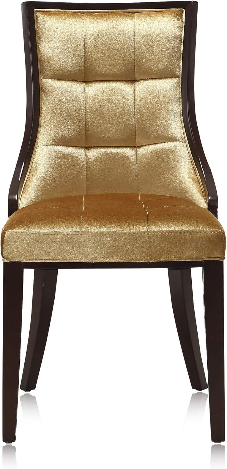 Manhattan Comfort Fifth Avenue Faux Leather Dining Chair (Set of Two) in Cream and Walnut