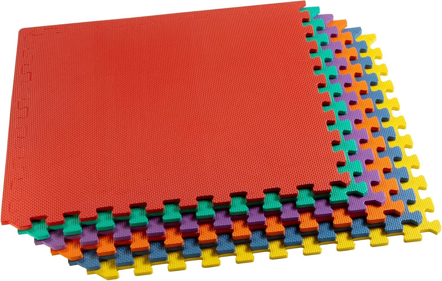 We Sell Mats 3/8 Inch Thick Multipurpose Exercise Floor Mat with EVA Foam, Interlocking Tiles, Anti-Fatigue for Home, or Gym, 24 in x 24