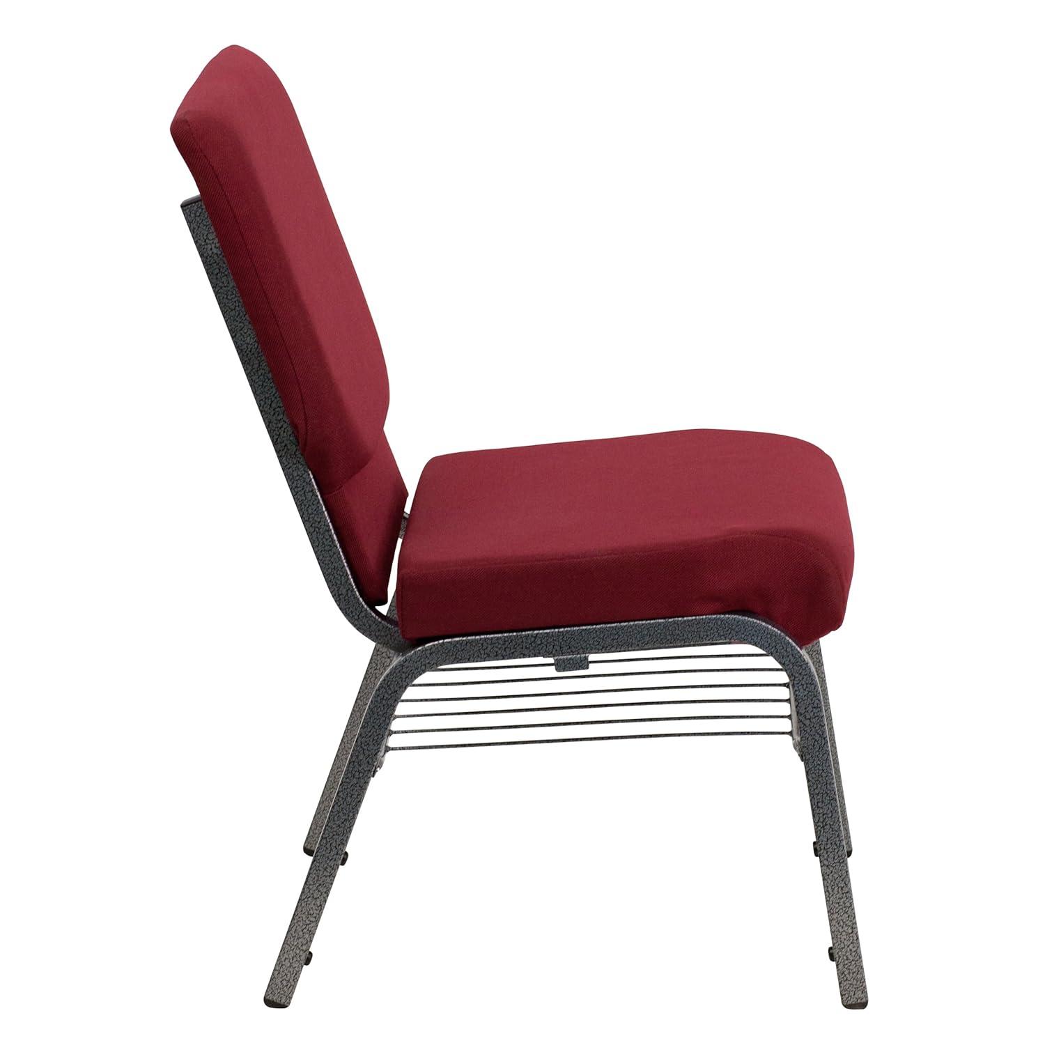 Flash Furniture Hercules Series 18.5"W Upholstered Adult Church Chair with Book Rack, Burgundy