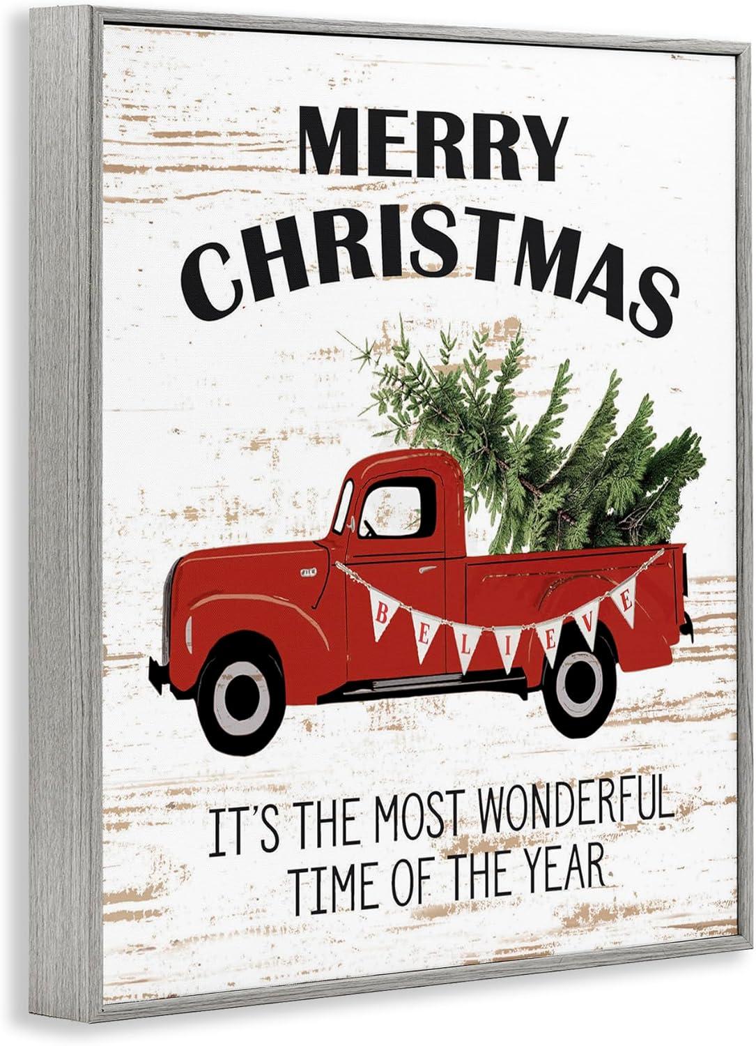Stupell Industries Christmas Most Wonderful Time Vintage Truck, 24 x 30,Design by Lettered and Lined
