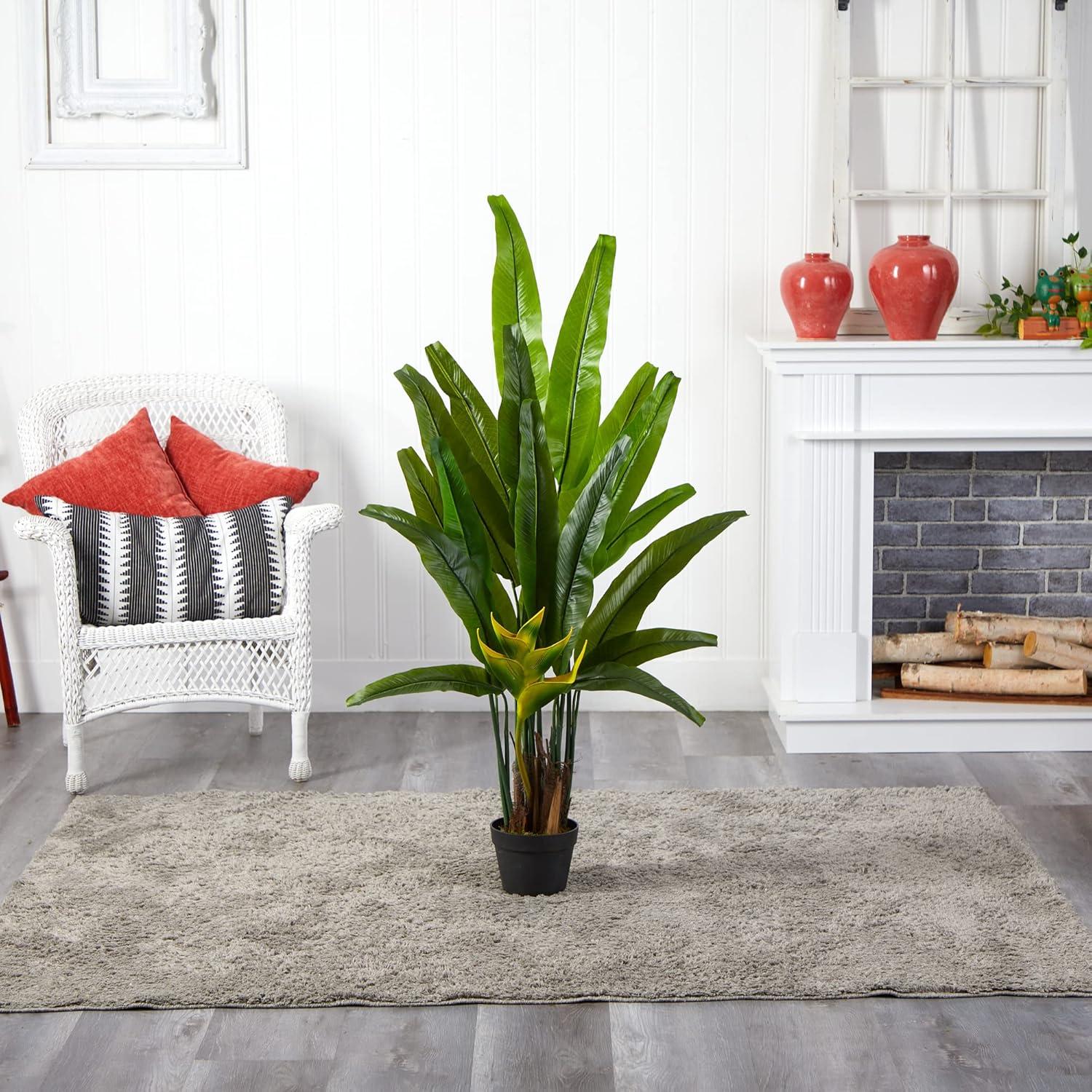 54" Artificial Traveler's Palm Tree in Pot Black - Nearly Natural