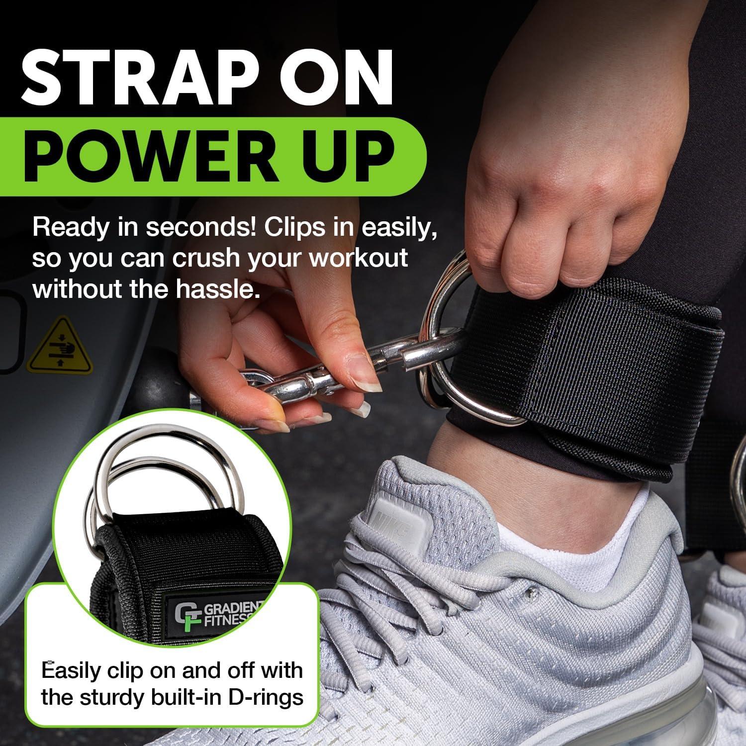 Black Neoprene Padded Ankle Straps with D-Rings