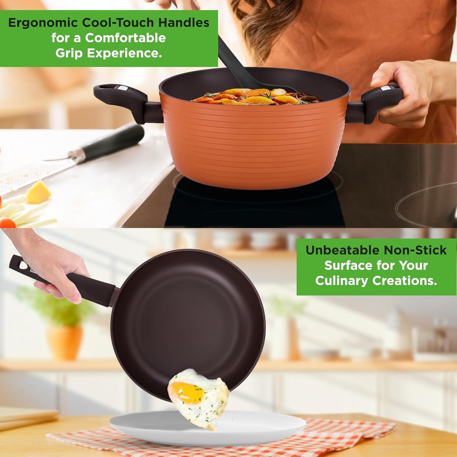 NutriChef 12 - Piece Non-Stick Aluminum Cookware Set
