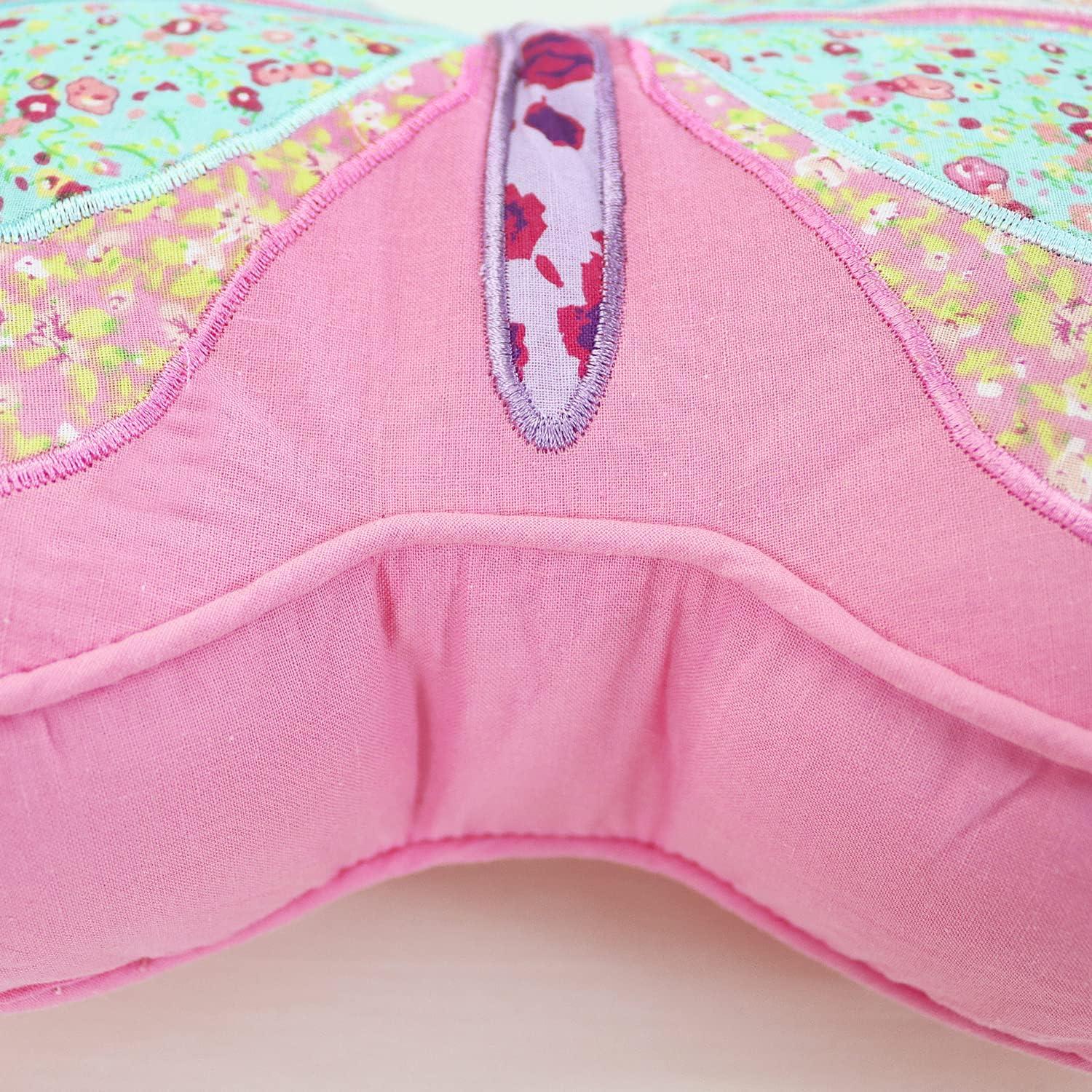 Brandream Kids Pillows Girls Butterfly Shaped Pillow Quilted Throw Pillow for Bed Couch Pink Sweet