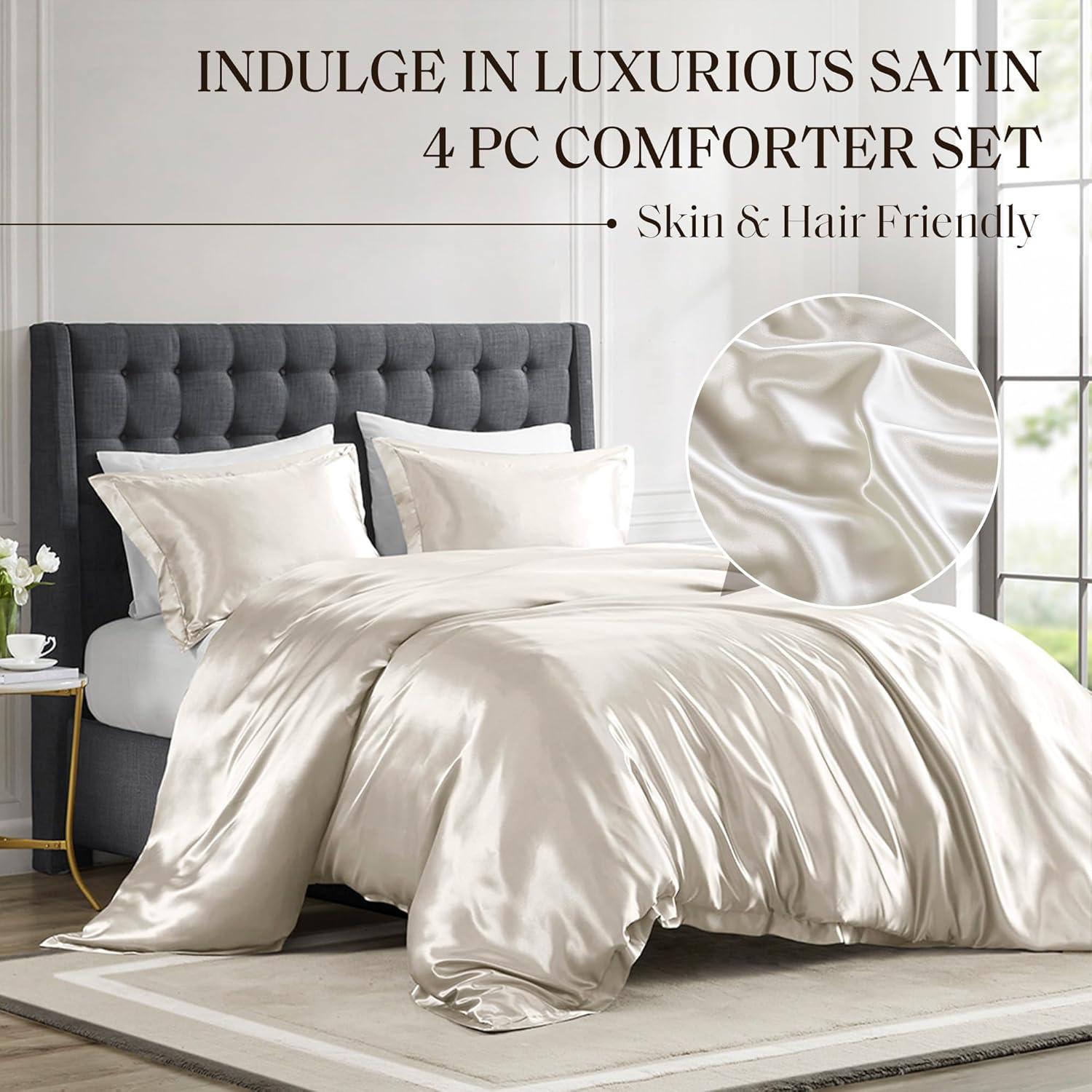 Madison Park Satin Luxury Wrinkle Free Cozy Soft Elegant Comforter Set