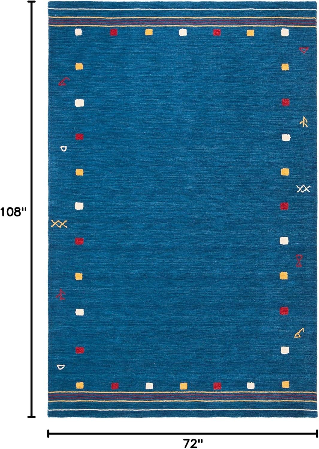 SAFAVIEH Himalaya Charmaine Solid Wool Area Rug, Blue, 6' x 9'