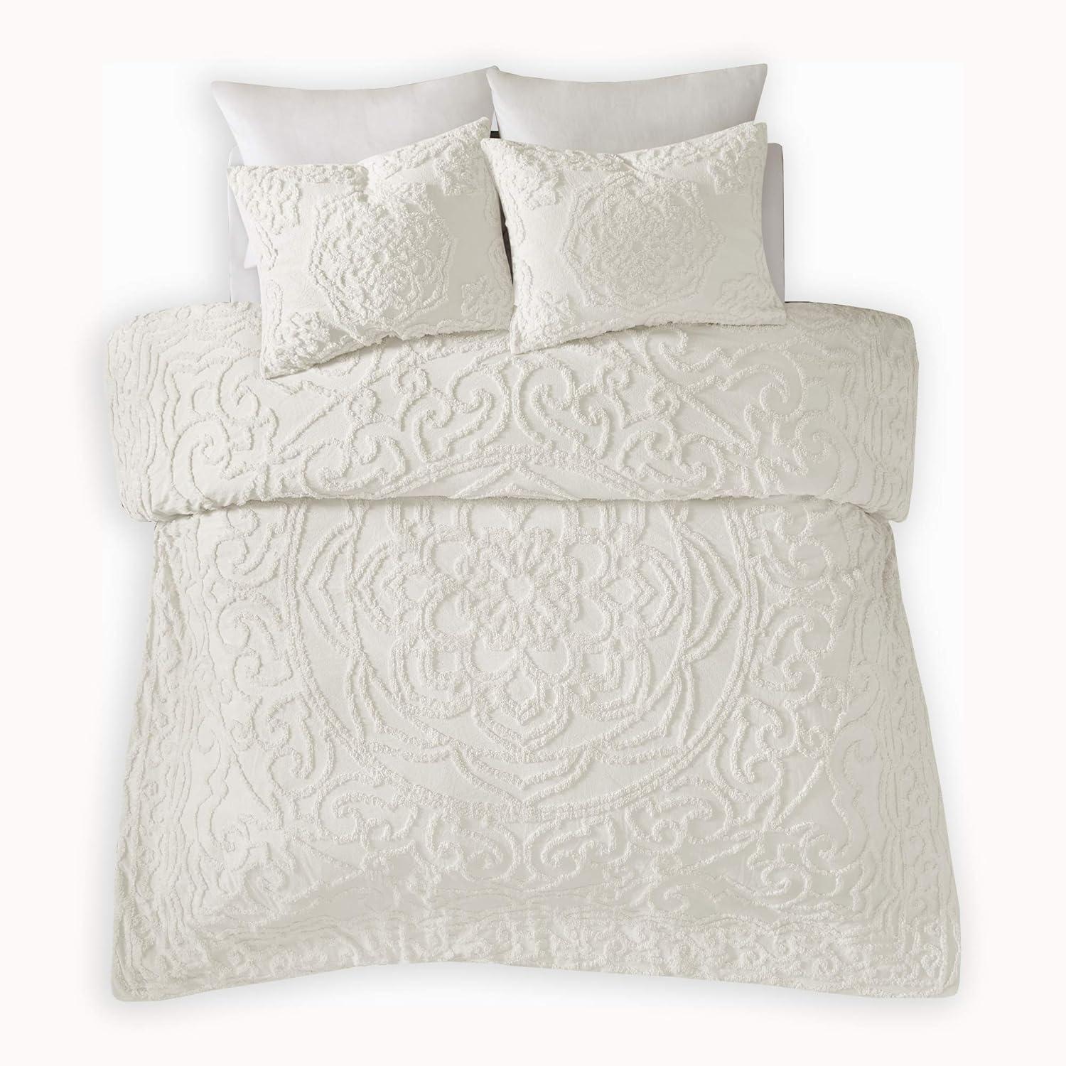 Madison Park Laetitia Tufted Chenille Cotton 3 Piece Medallion Duvet Cover Set
