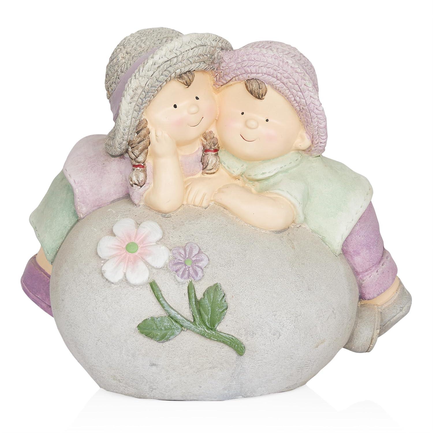 Alpine 11"H Children Leaning on Stone Garden Statue