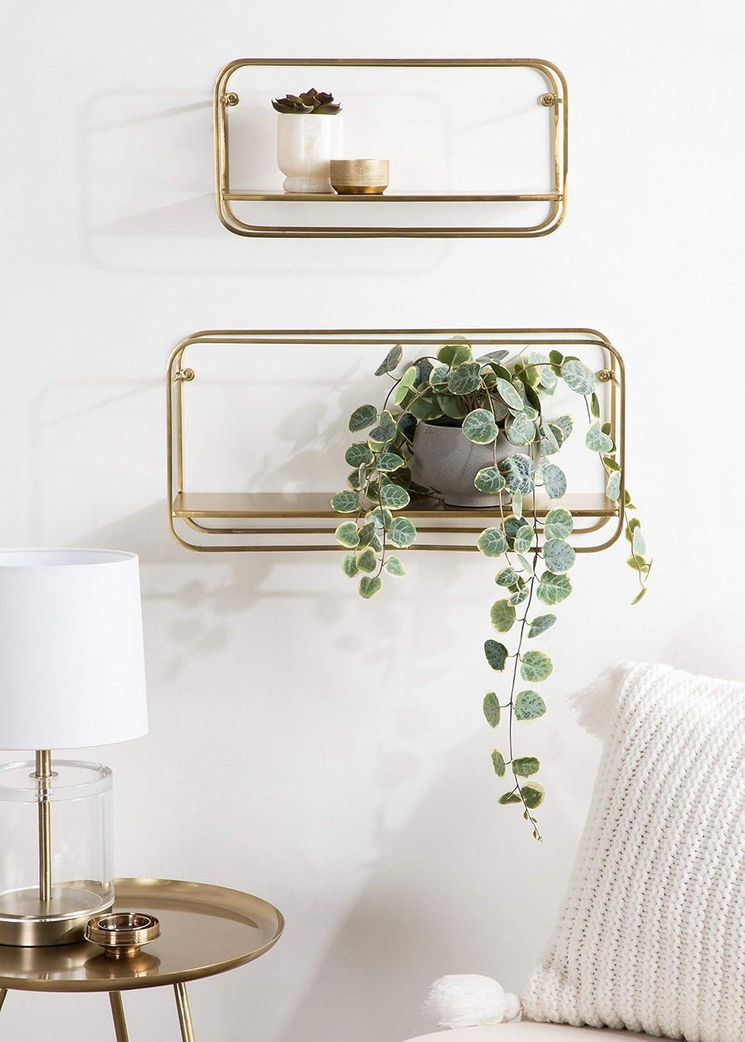 21" x 10" (Set of 2) Emerline Decorative Wall Shelves Set Gold - Kate & Laurel All Things Decor