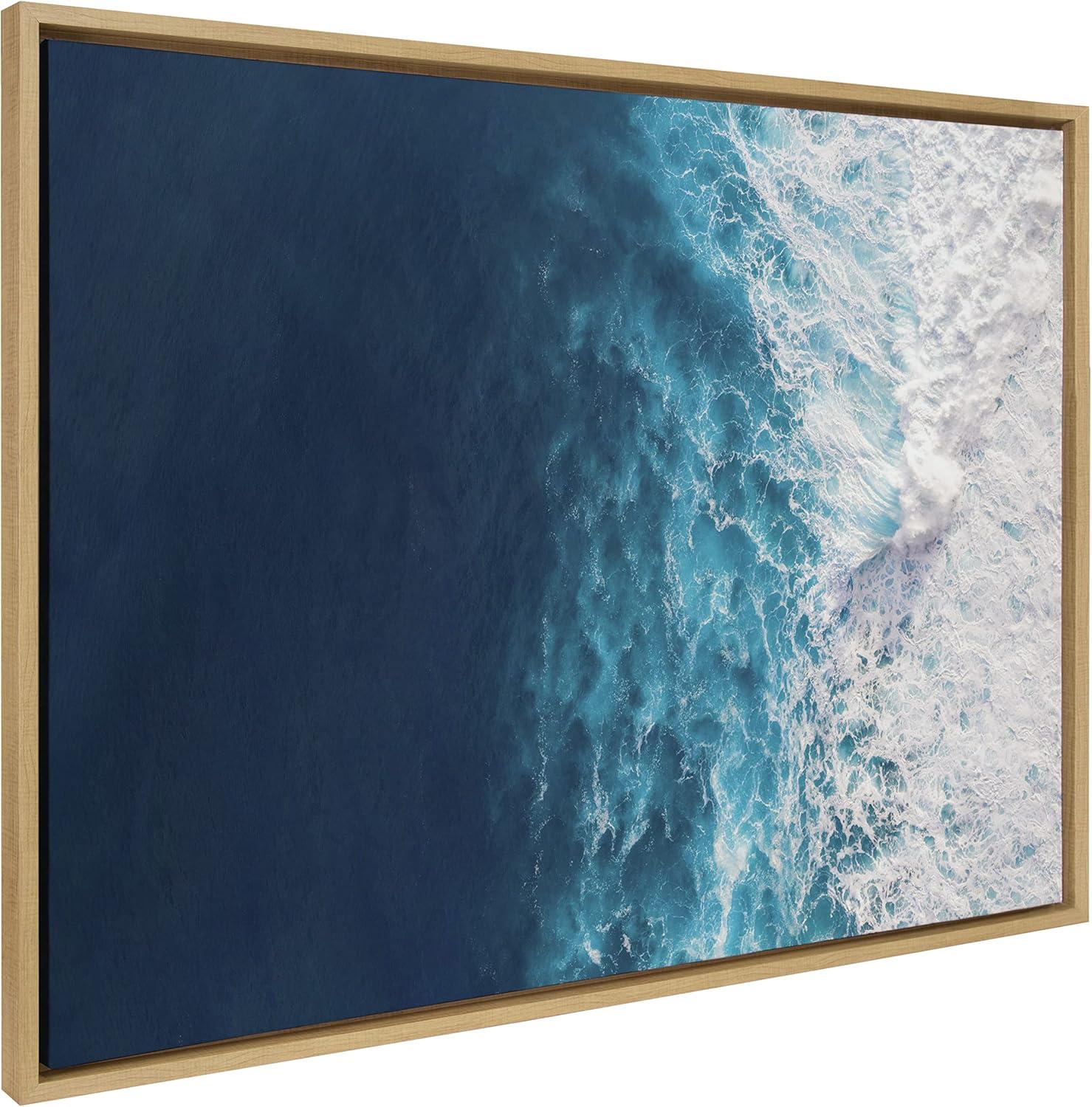 28" x 38" Sylvie Seascape Splashing Wave Frame Canvas by Creative Bunch - Kate & Laurel All Things Decor