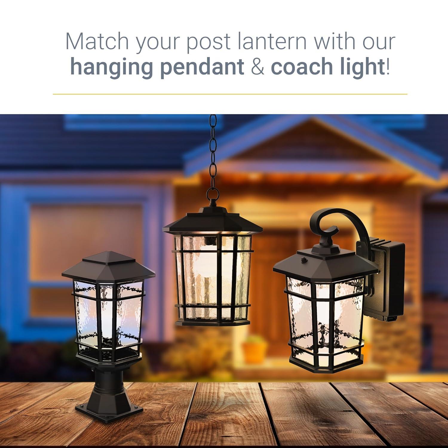 KODA Williams 18.6-in Black Craftsman Outdoor Pier mount with Dusk-to Dawn Sensor Photocell Sensor