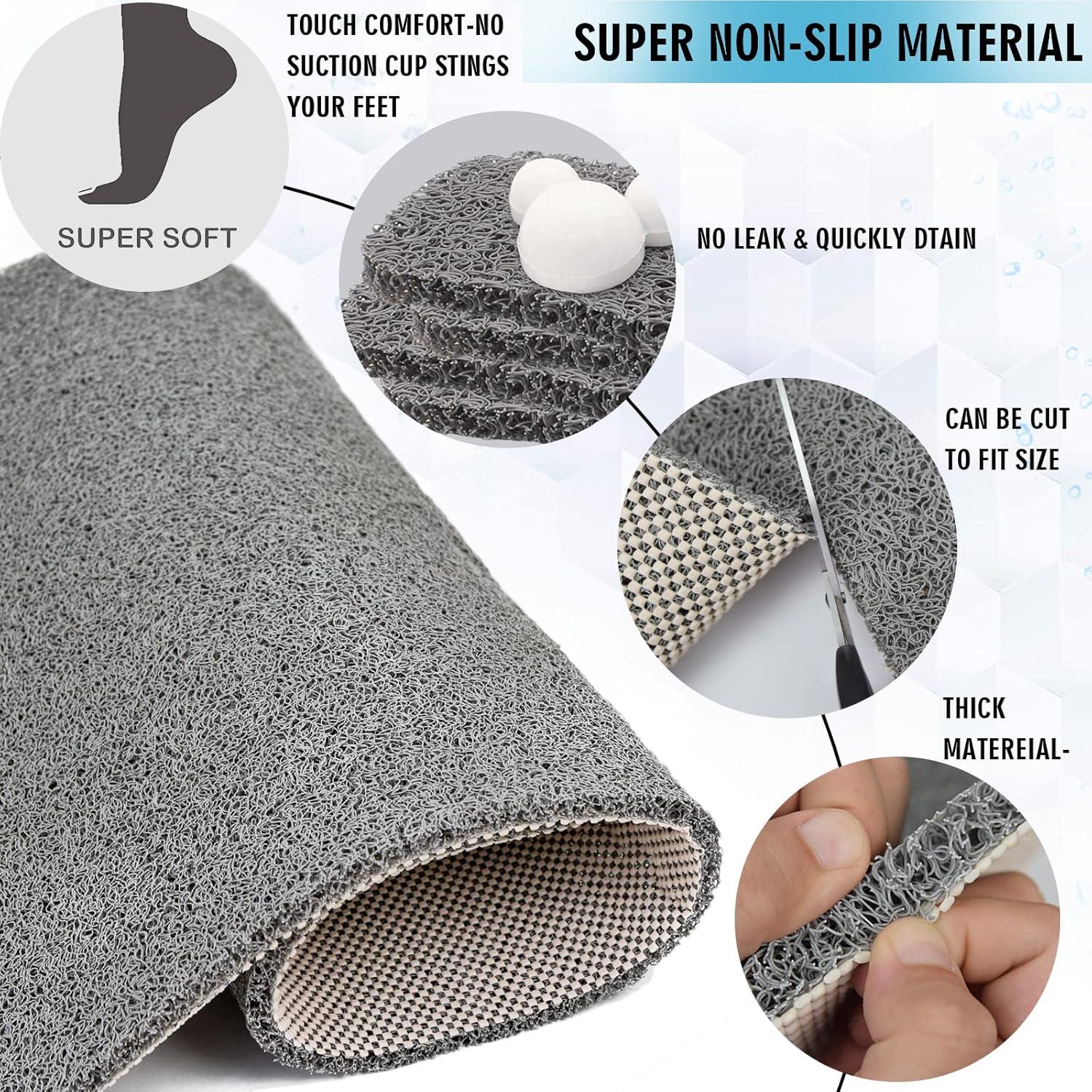 Extra Large Gray Quick-Drying Non-Slip Shower Mat