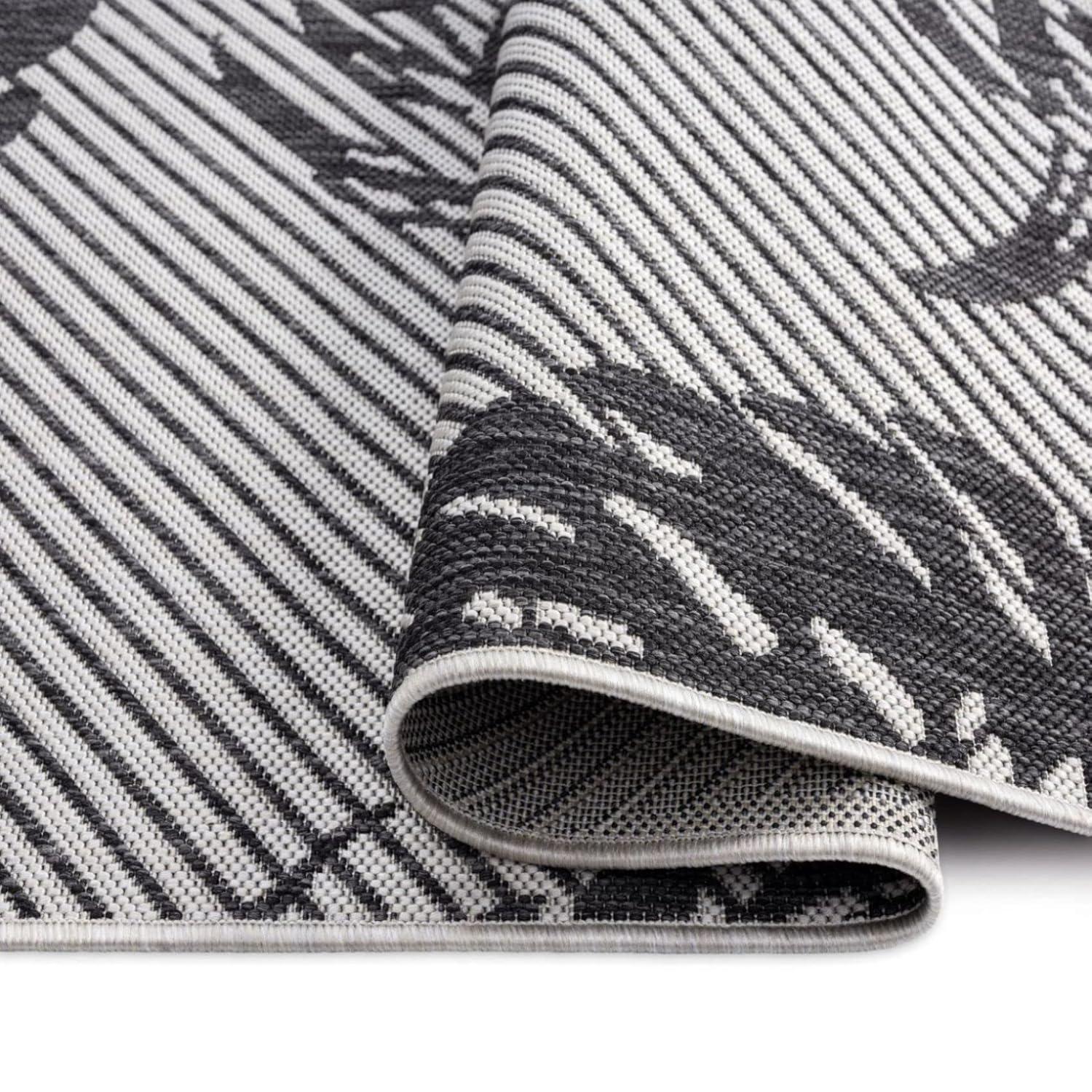 Tommy Bahama Palm Coastal Indoor/Outdoor Area Rug, Charcoal Gray