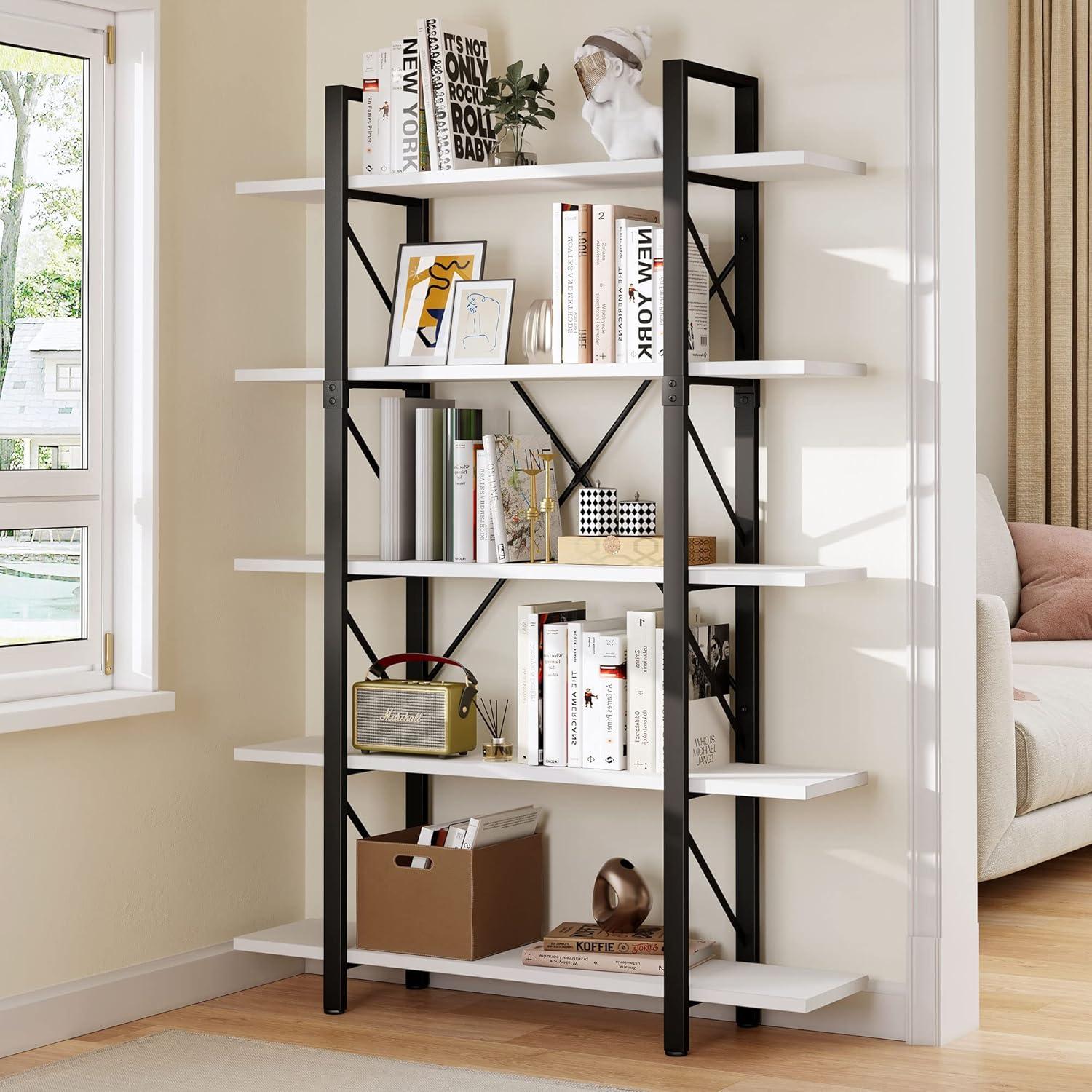 YITAHOME 5 Tier Bookshelf, Freestanding 5 Shelf Bookcases and Bookshelves, Modern Minimalist Furniture Open Display Storage Shelves Books Organizer for Living Room Bedroom Home Office