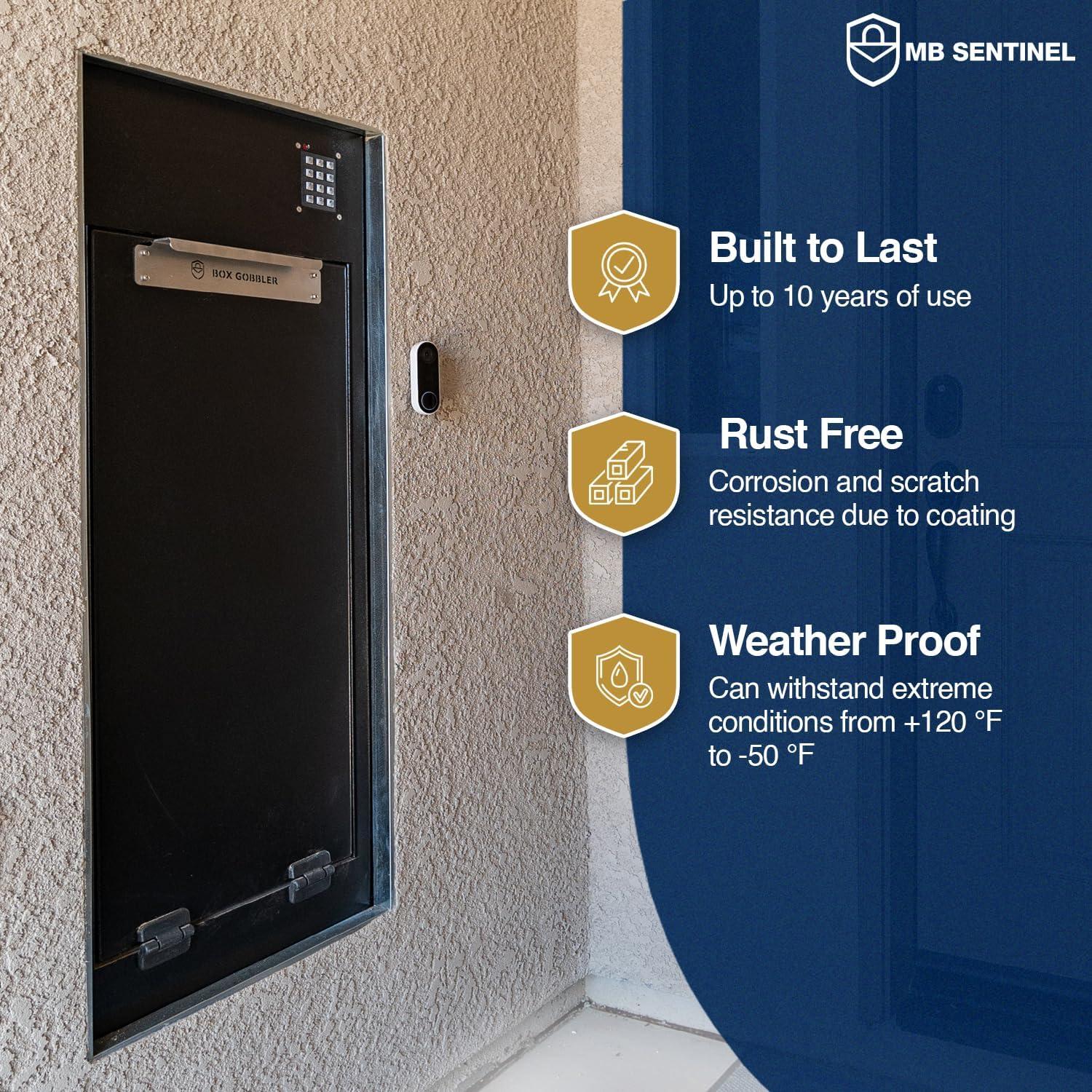 Black Steel Wall Mount Package Drop Box with Electronic Keypad