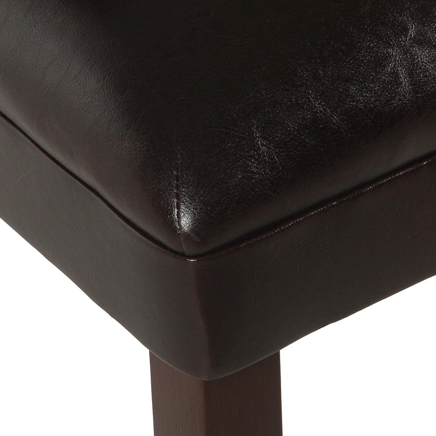 Modern Brown Faux Leather Parsons Side Chair with Wood Legs