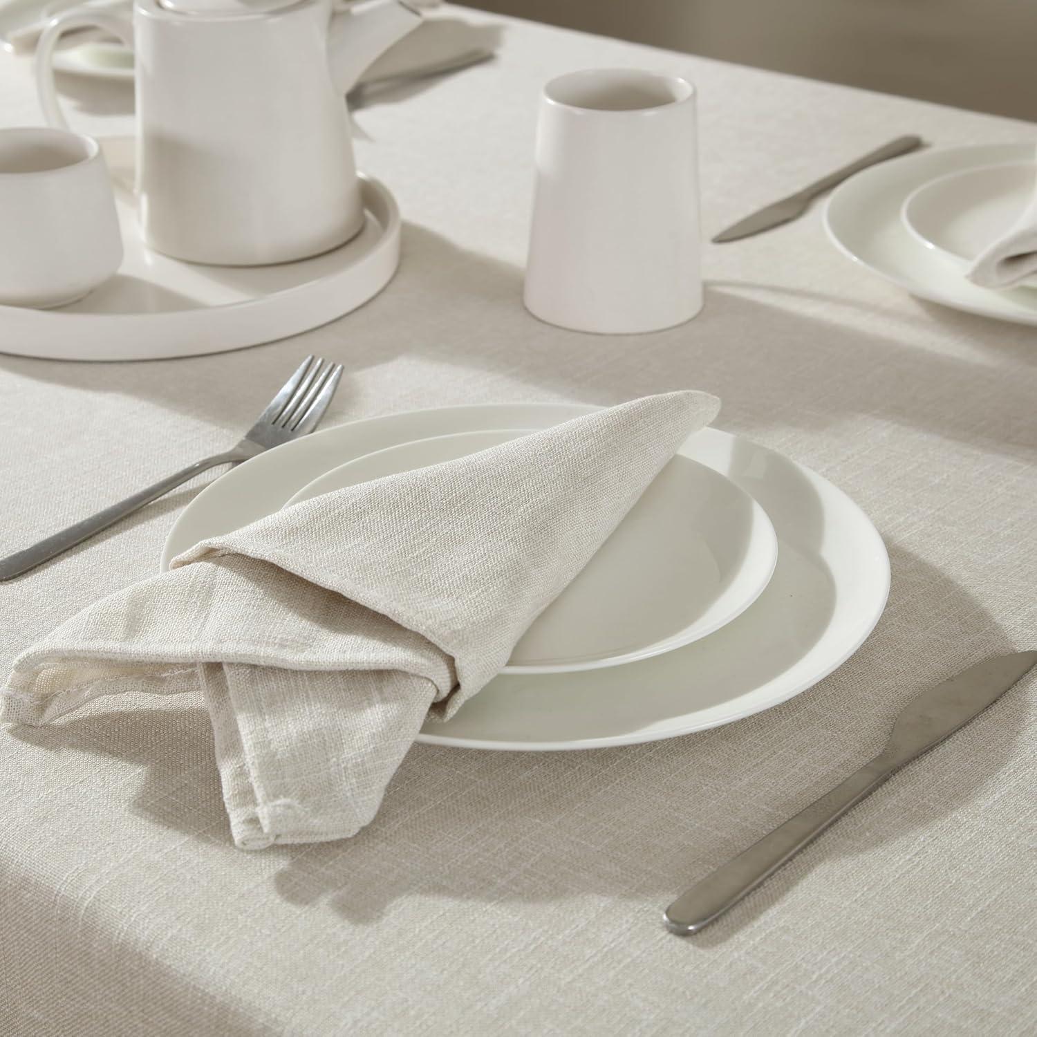 Ivory Rectangular Polyester Tablecloth, 60" x 84"