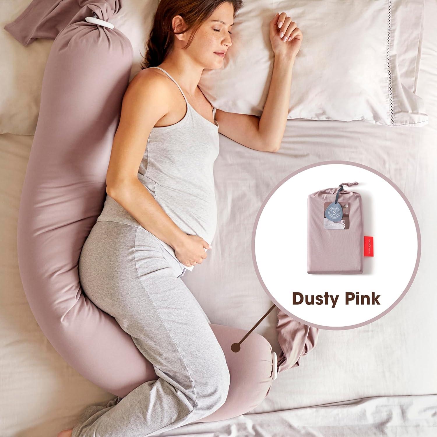 bbhugme Pregnancy Pillow Cover - Cotton Jersey Fabric - Fits bbhugme Pregnancy Pillow for Side Sleeping - Cover Only, Pregnancy Pillow Sold Separately, Dusty Pink