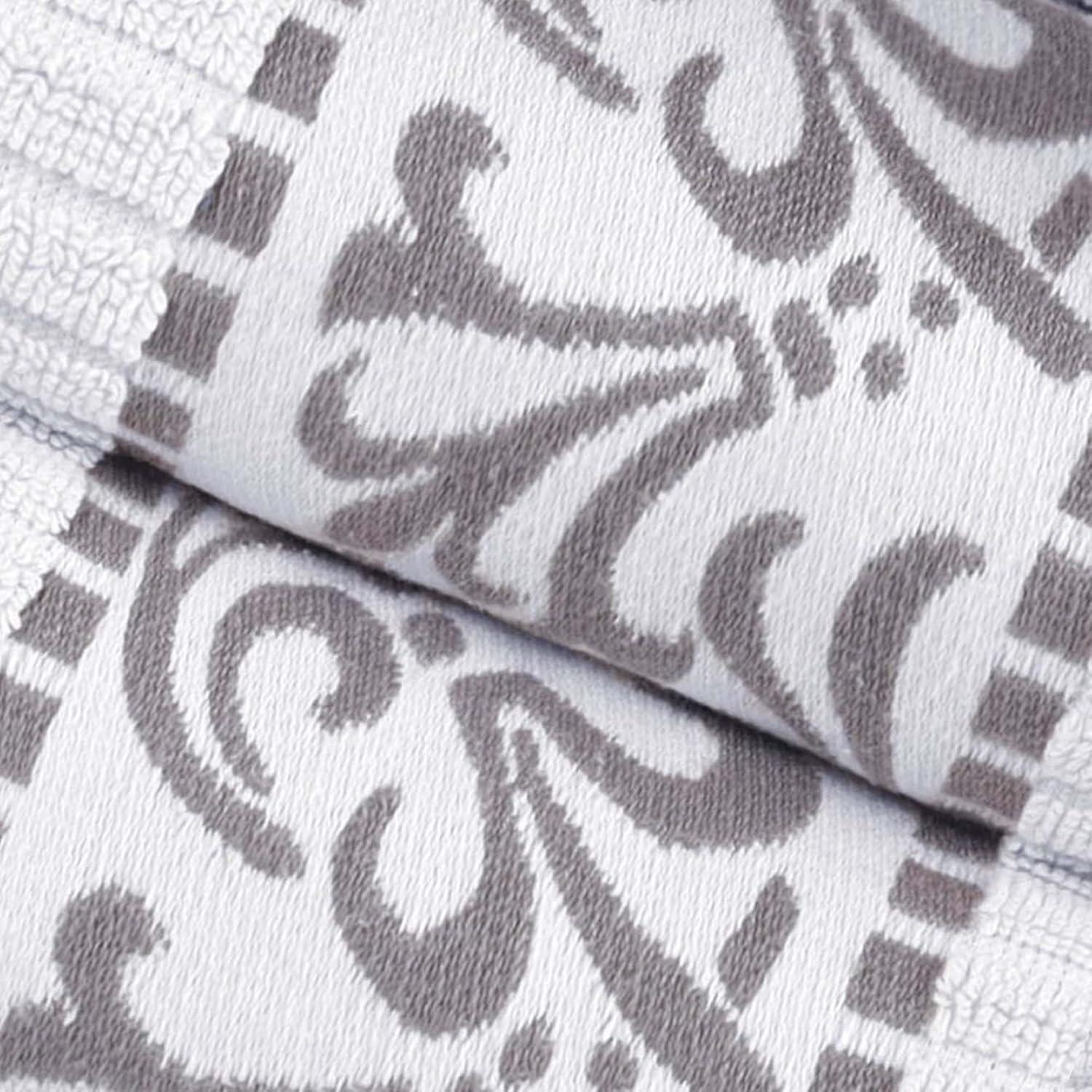 Superior Athens Cotton Greek Scroll Bath Towel Set of 4, White-Chrome