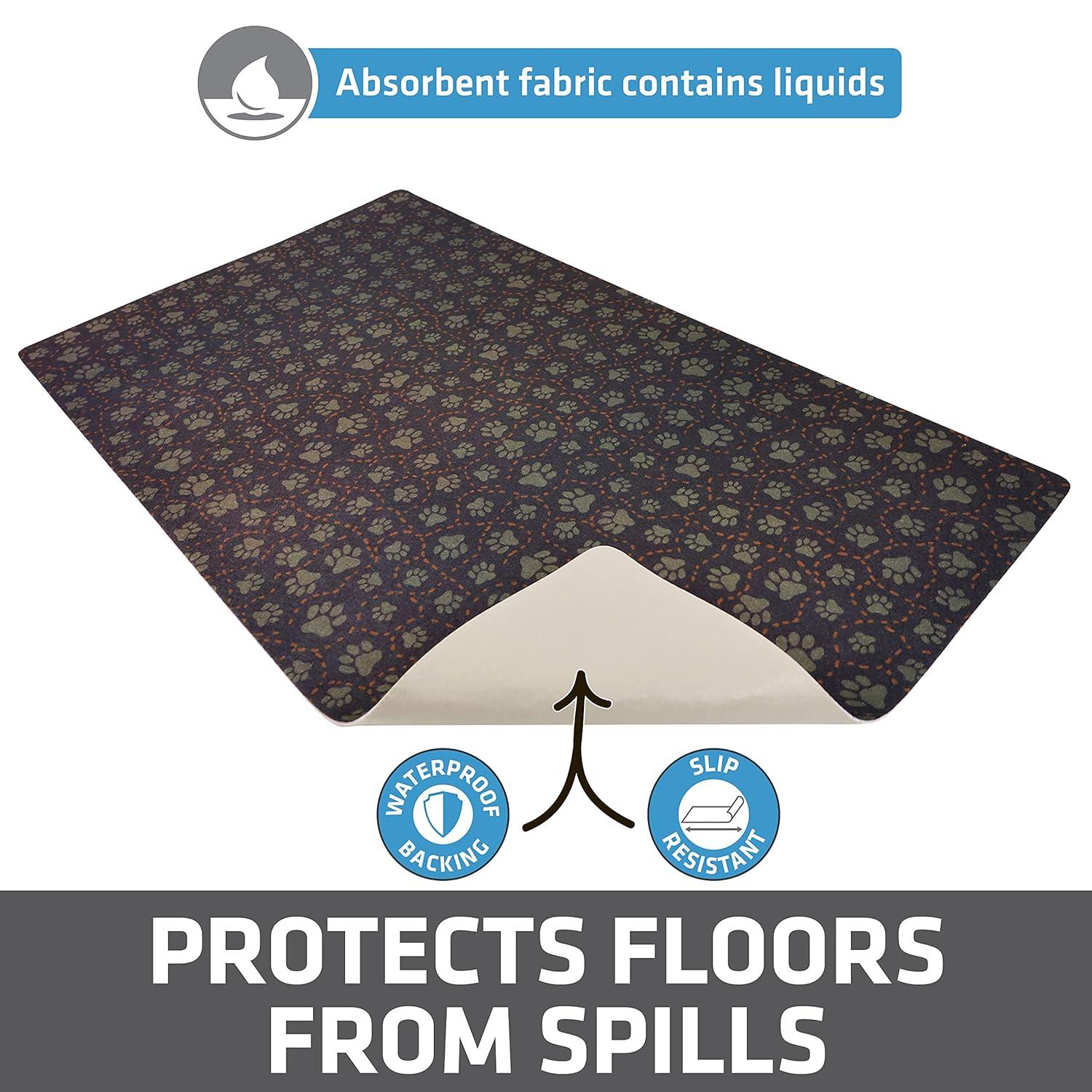 Dog Bowl Placemat, Pet Food Feeding Mat - Absorbent, Waterproof, Slip-Resistant, Machine Washable