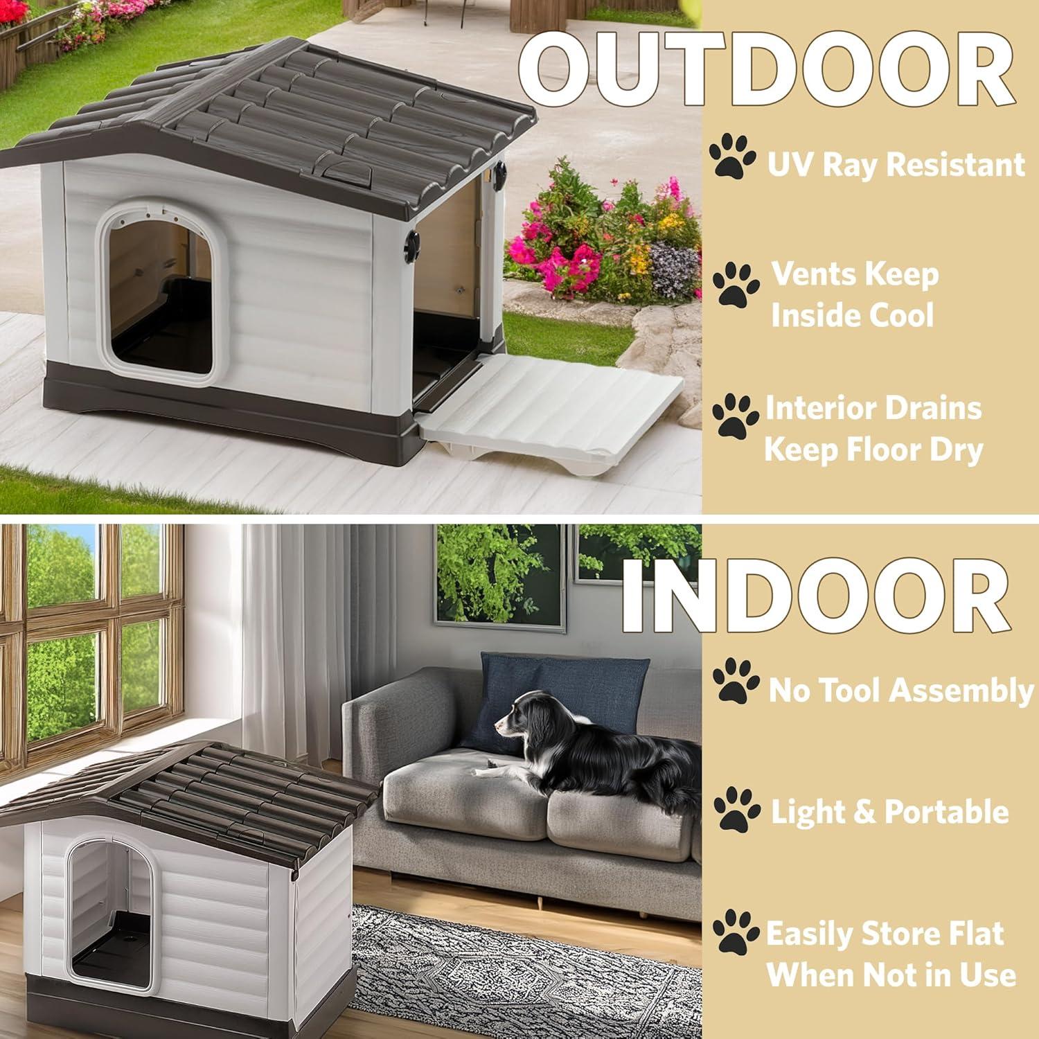 Extra Small Cream and Dark Brown Plastic Dog House