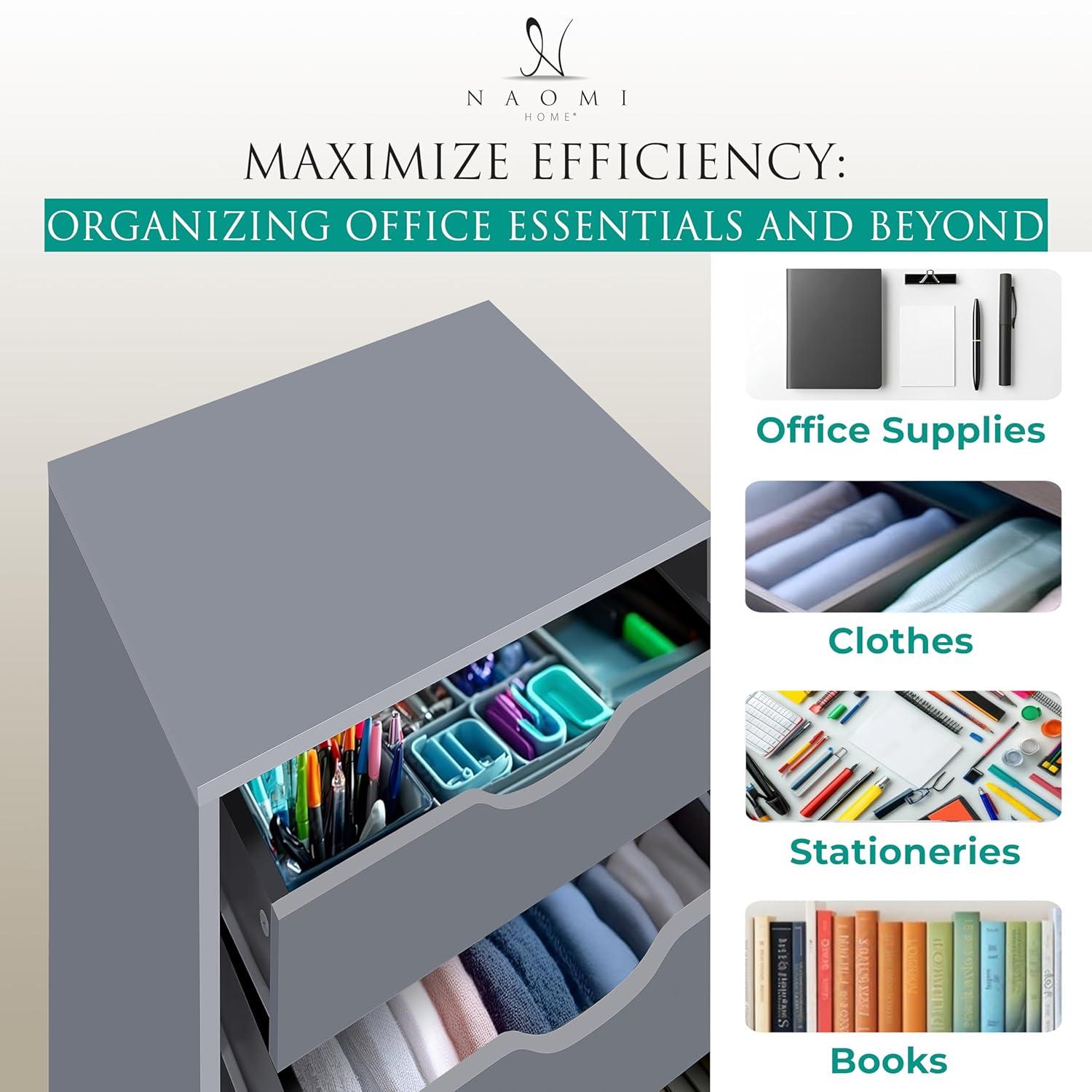 Naomi Home 9-Drawer Office Storage Cabinet - Color: Gray, Size: 9 Drawer