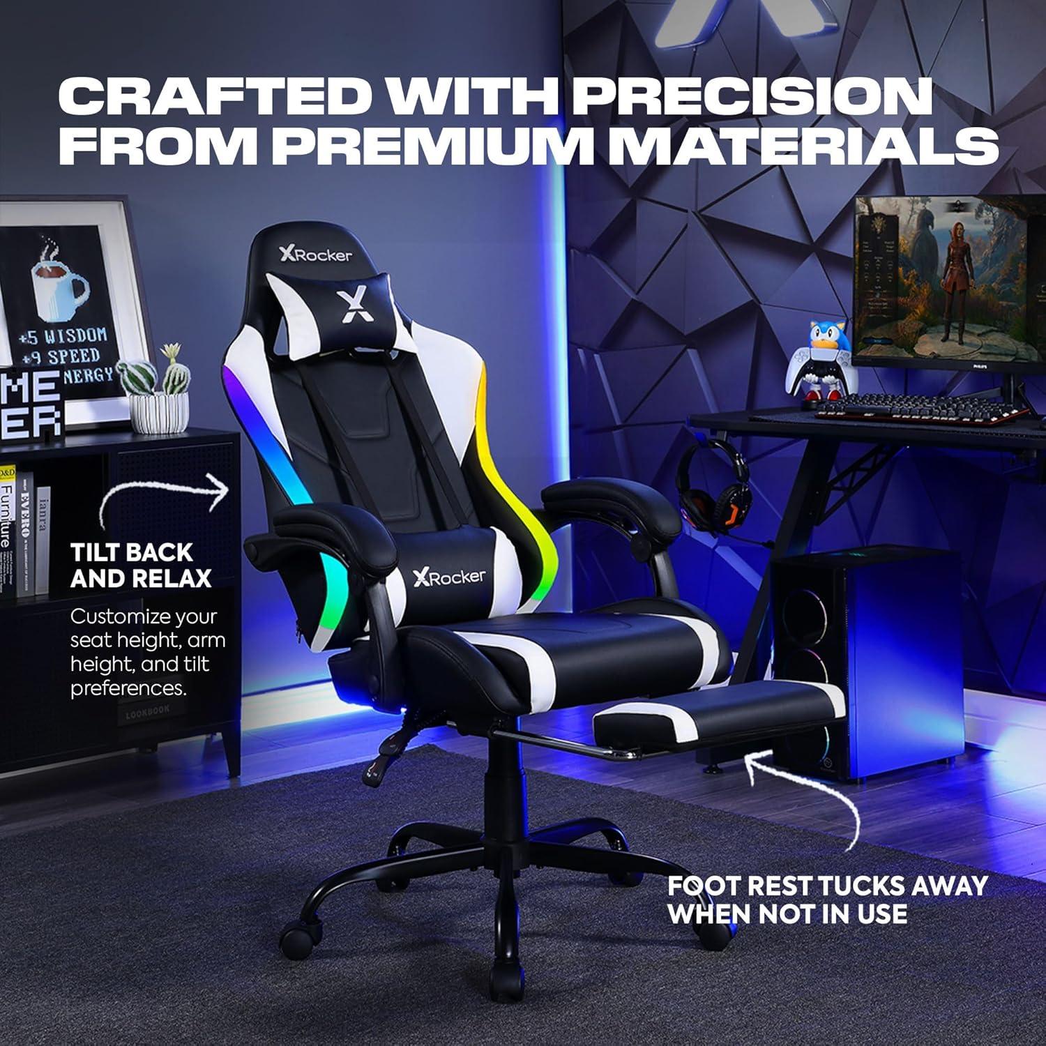 X Rocker Rogue 2.0 Bluetooth PC Chair, Gray, 25.6 x 23.62 x 43.5