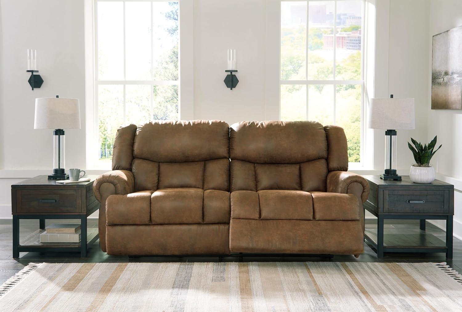 Boothbay Brown Faux Leather Manual Reclining Sofa