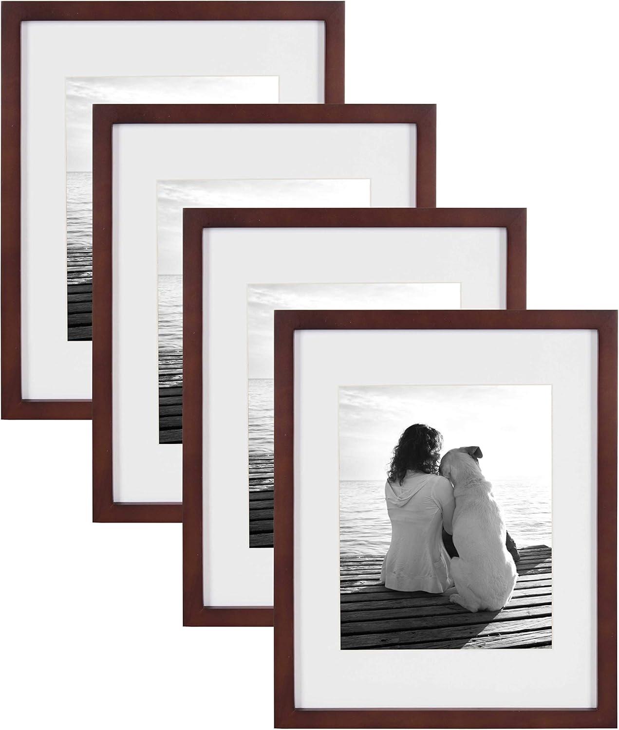 DesignOvation Gallery 11x14 matted to 8x10 Wood Picture Frame, Set of 4